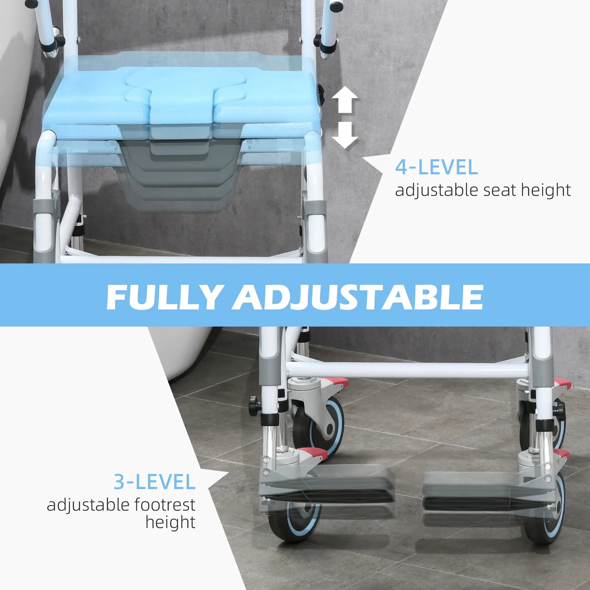 Honor Elderly Shower Commode Wheelchair - Image 4