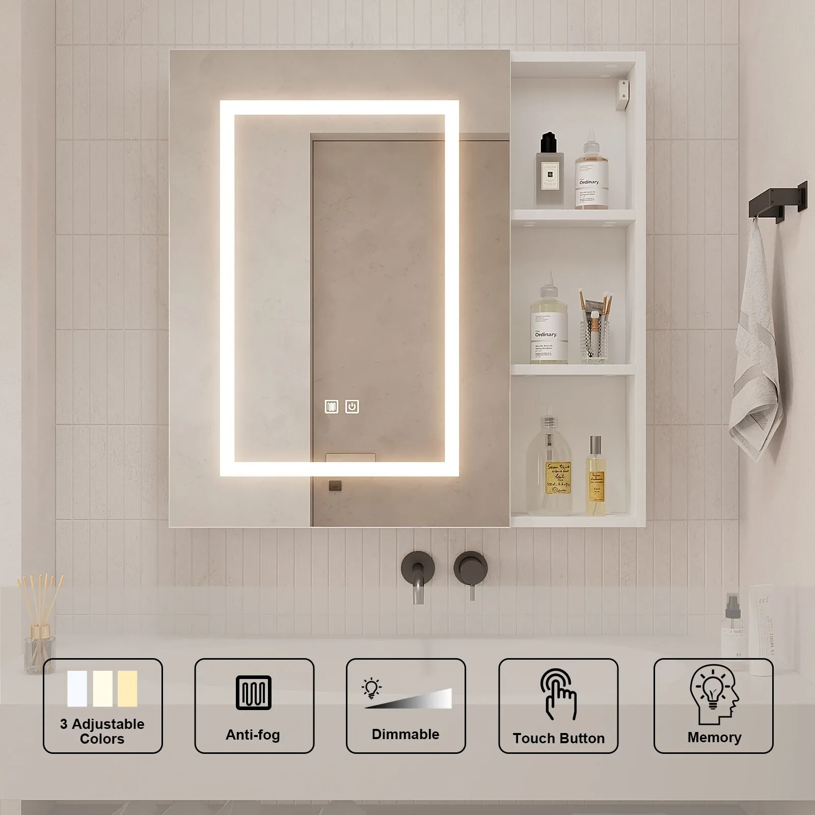 Howard Bathroom Mirror Wall Cabinet With Light - Image 2
