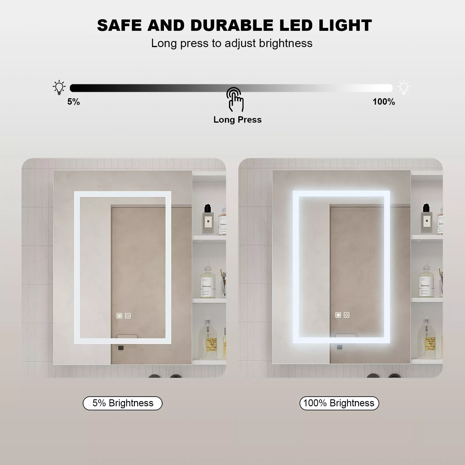Howard Bathroom Mirror Wall Cabinet With Light - Image 4