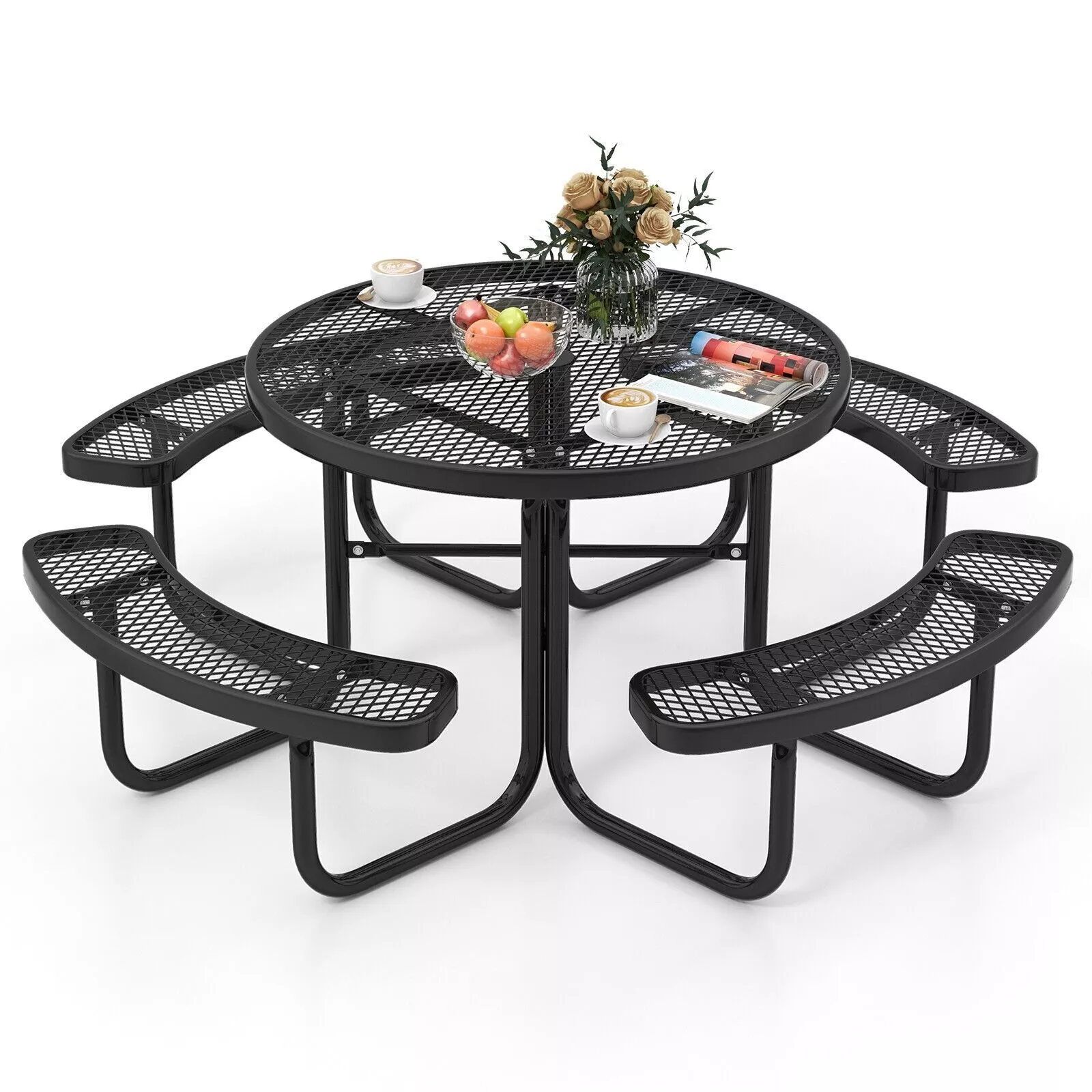 Huber Round Picnic Bench Table - Image 2
