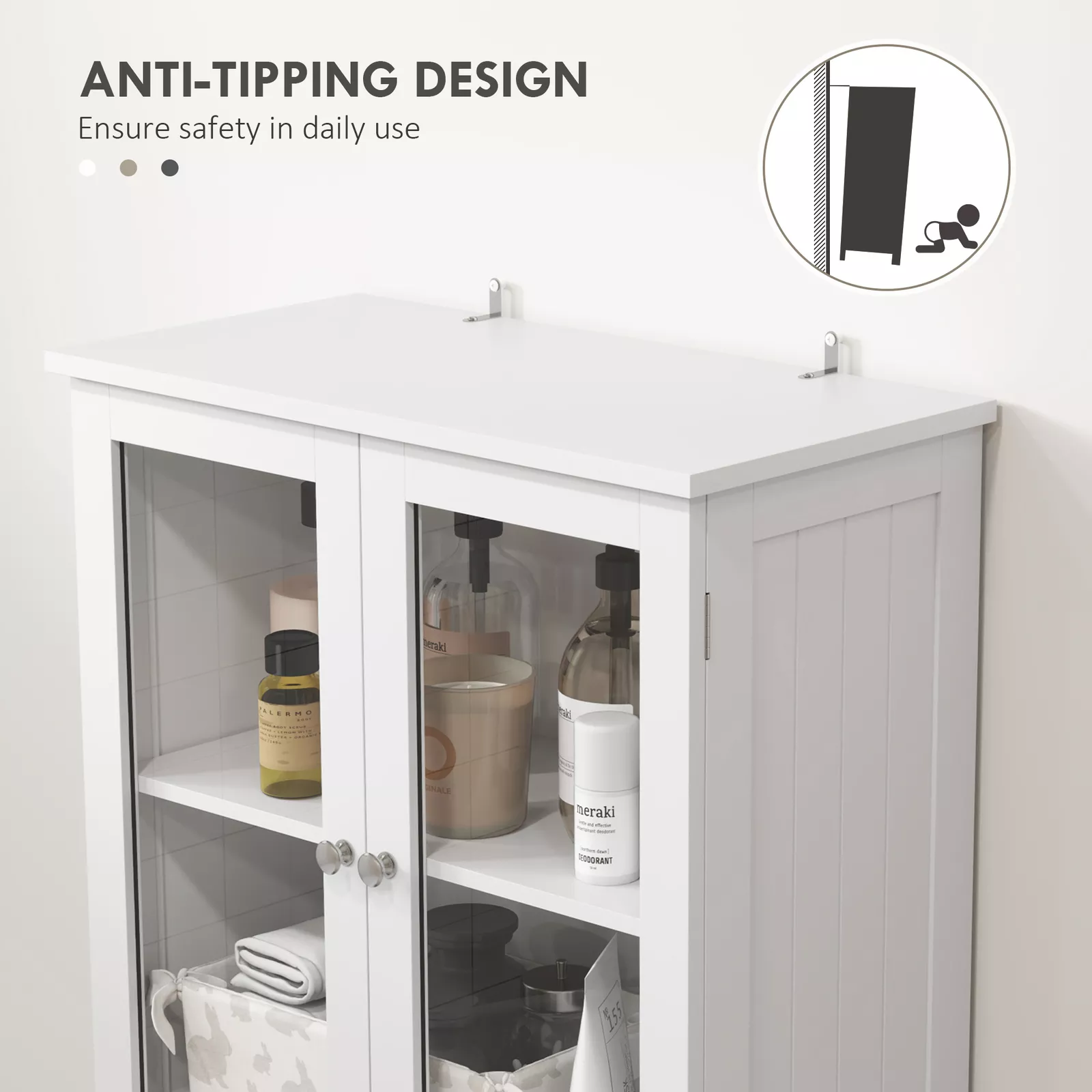 Huda Tall Linen Closet Cabinet - Image 6