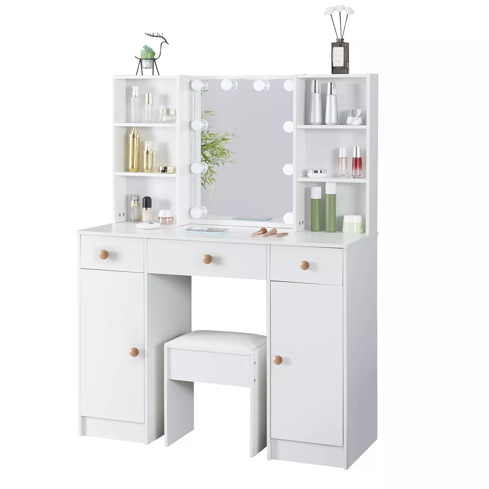 Ines Mirrored Vanity Dressing Table With Drawer - Image 2