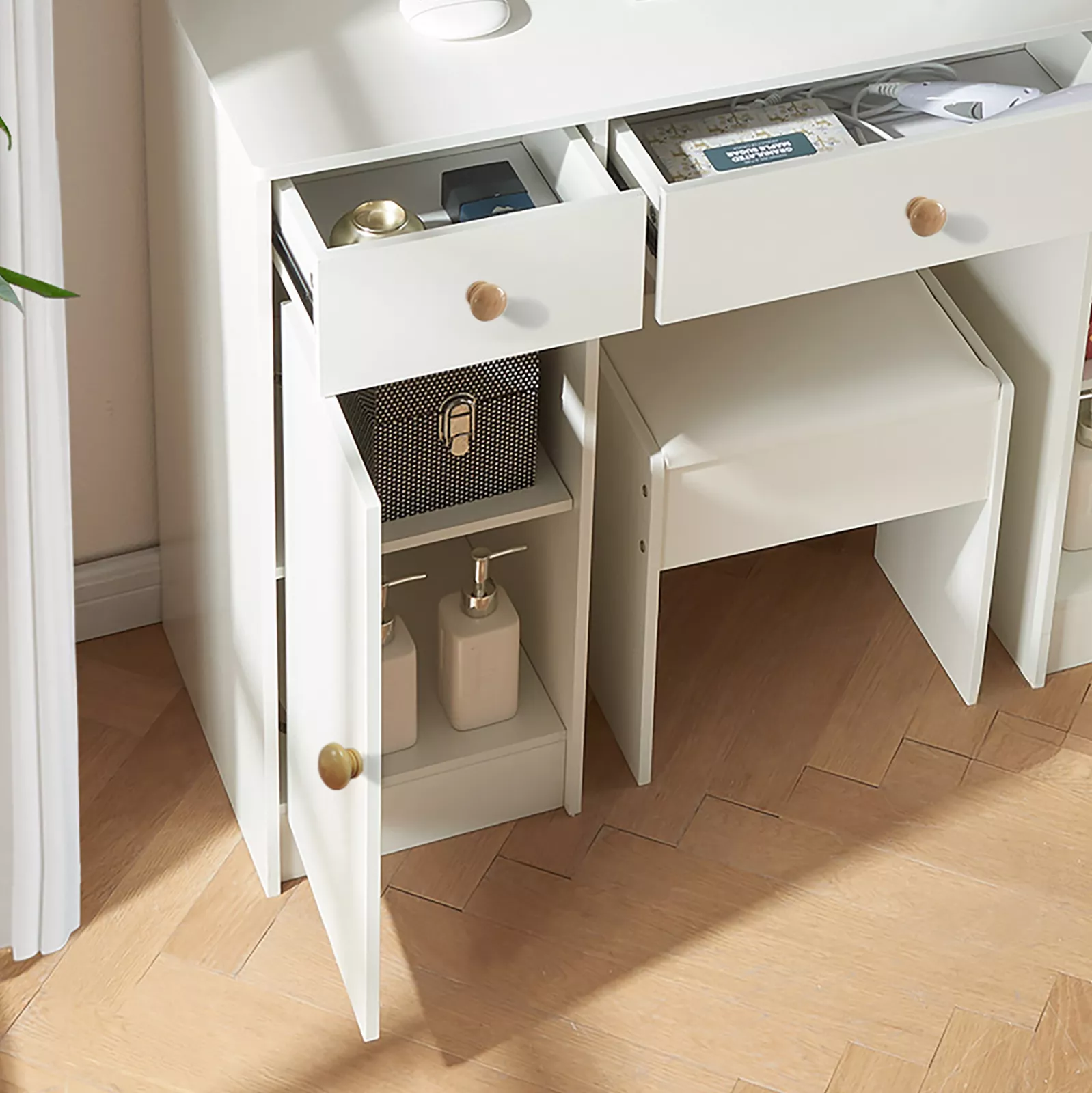 Ines Mirrored Vanity Dressing Table With Drawer - Image 5