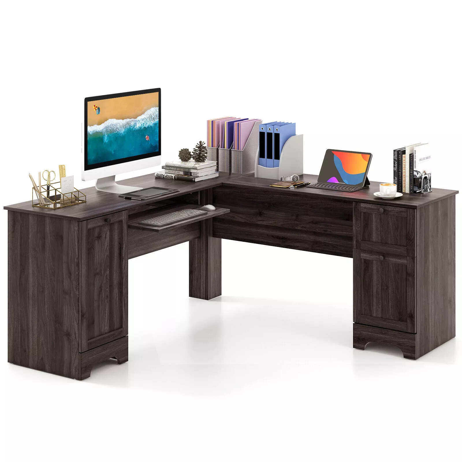 Iona Corner L Shaped Computer Desk With Storage - Image 2