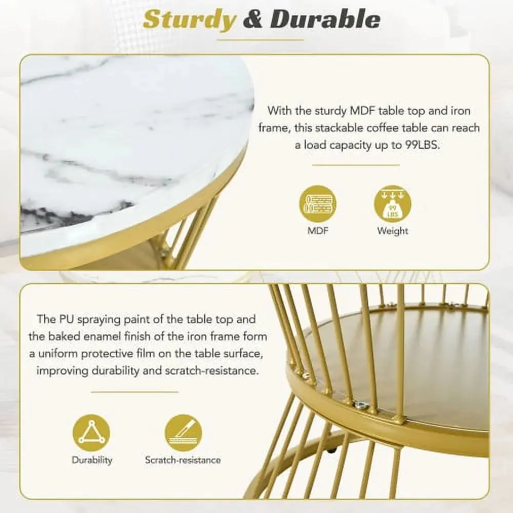 Irwin Round Marble Coffee Table - Image 6