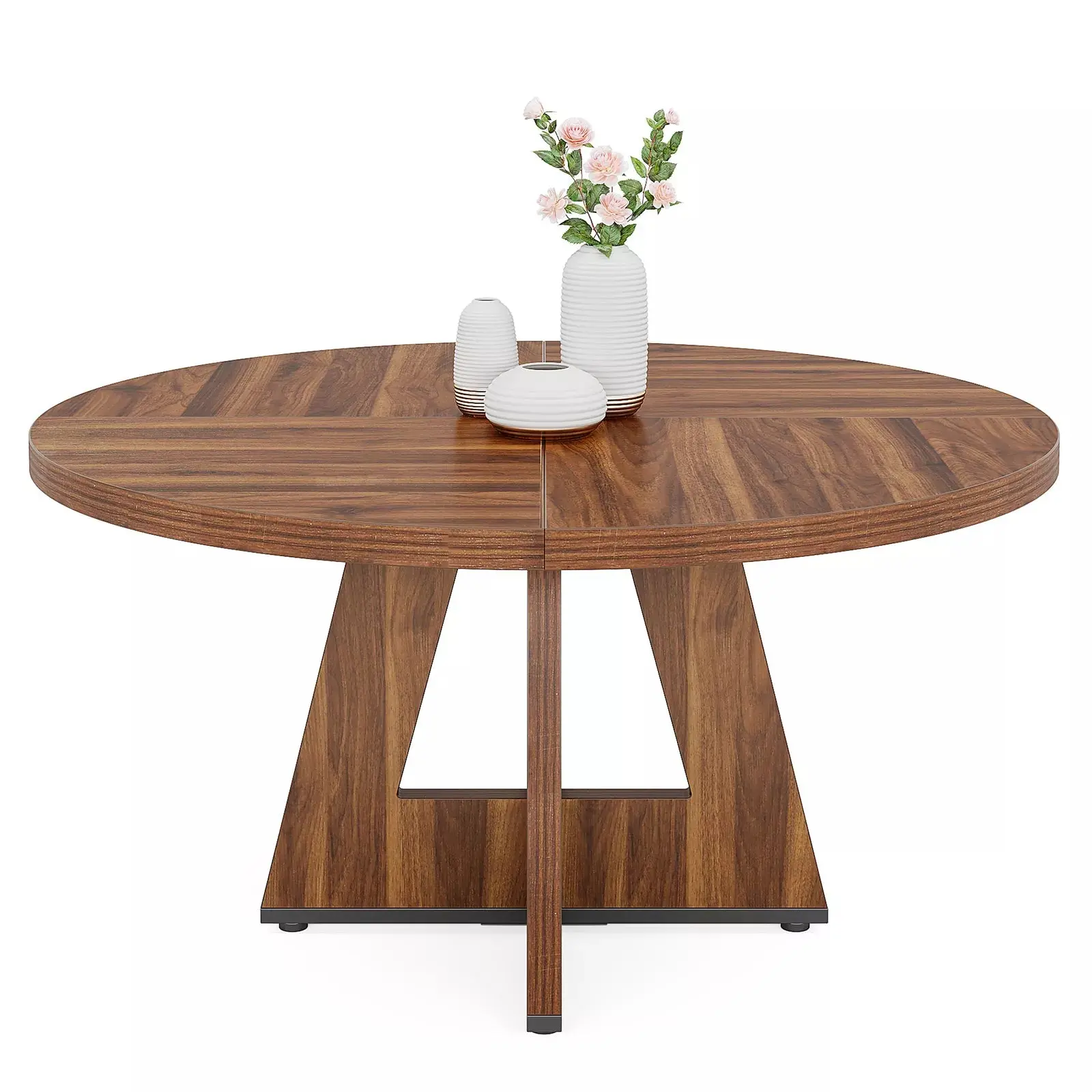 Isha Round Rustic Farmhouse Dining Table For 4 - Image 4