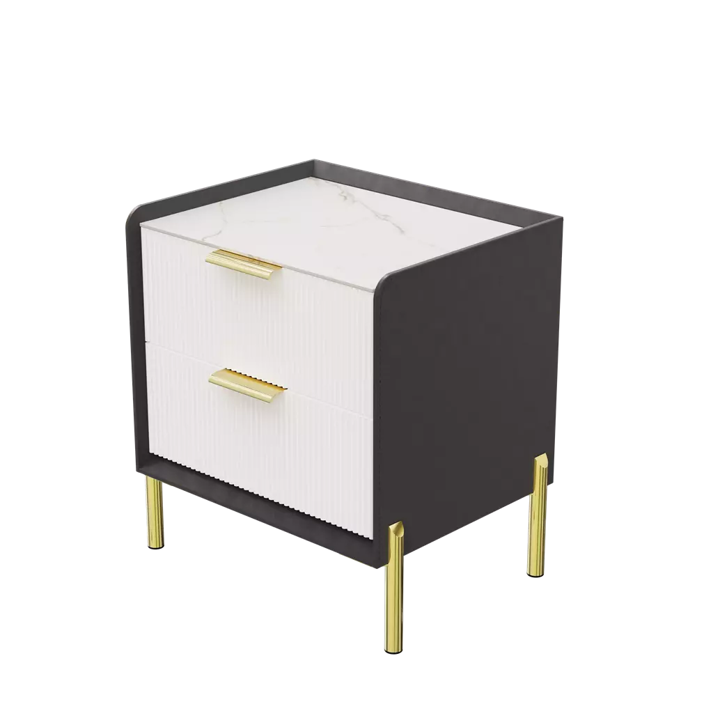 Jaya Marble Bedside Nightstand Table With 2 Drawers - Image 2