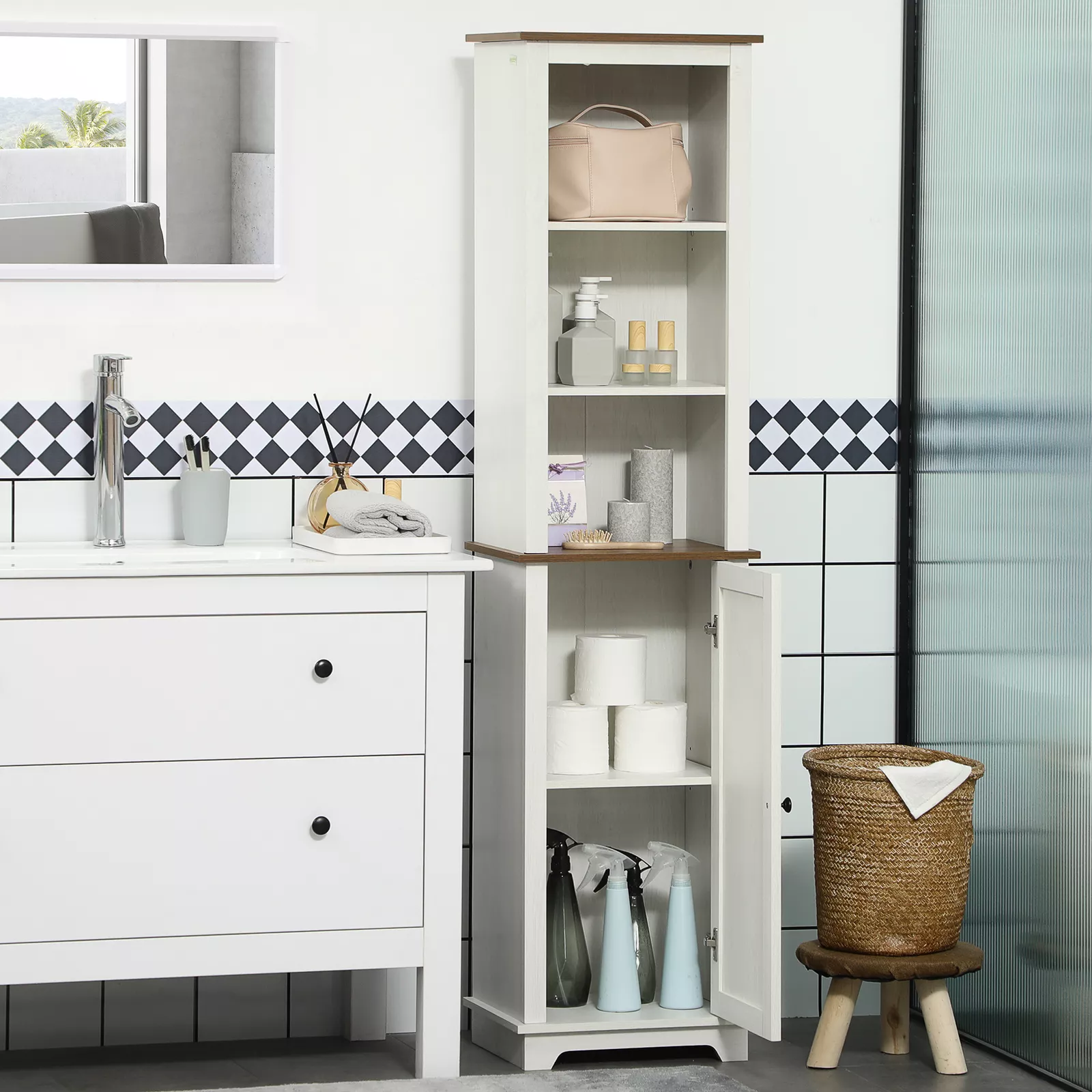 Jaydon Tall Freestanding Bathroom Cabinet - Image 3
