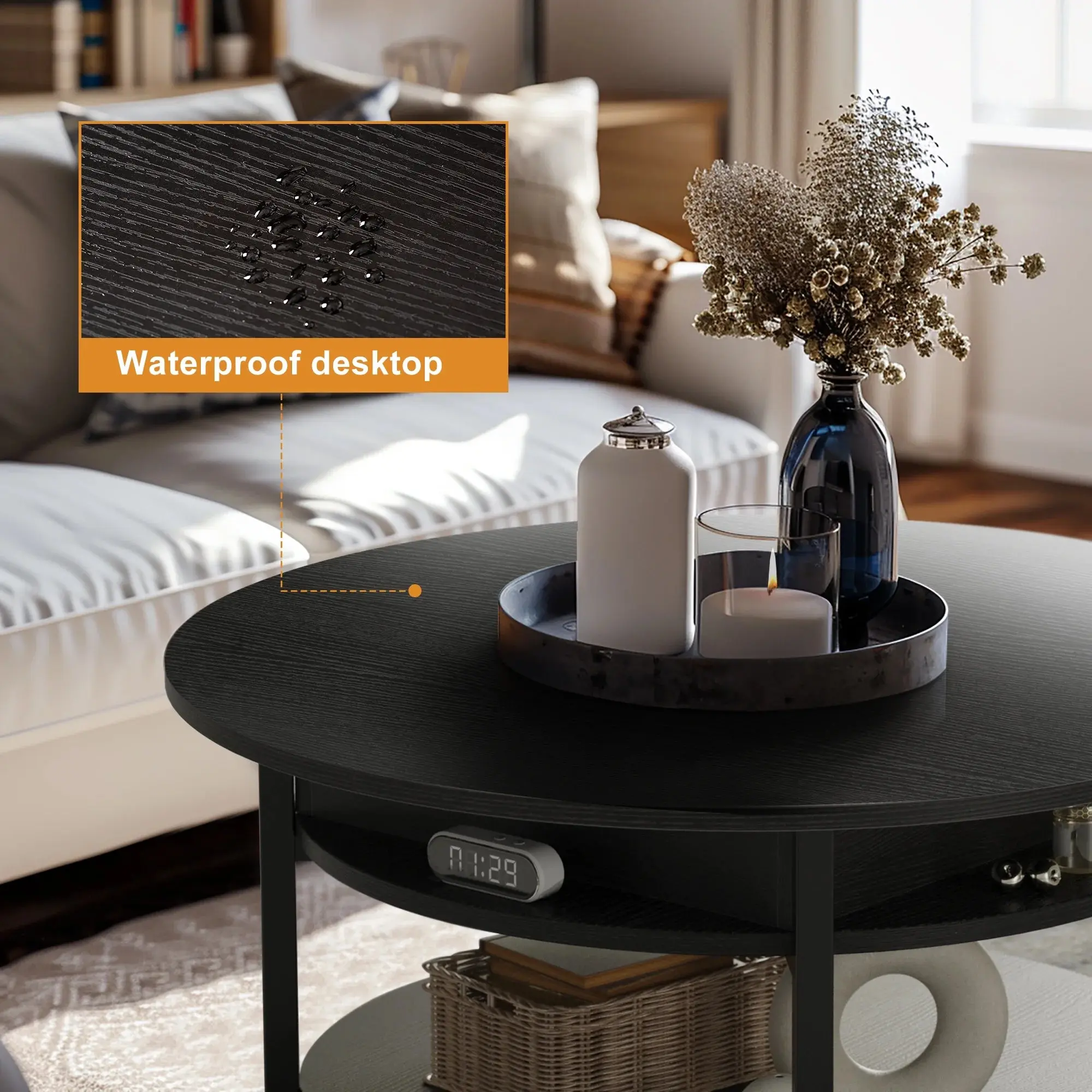 Jerry Round Modern Lift Top Coffee Table - Image 6