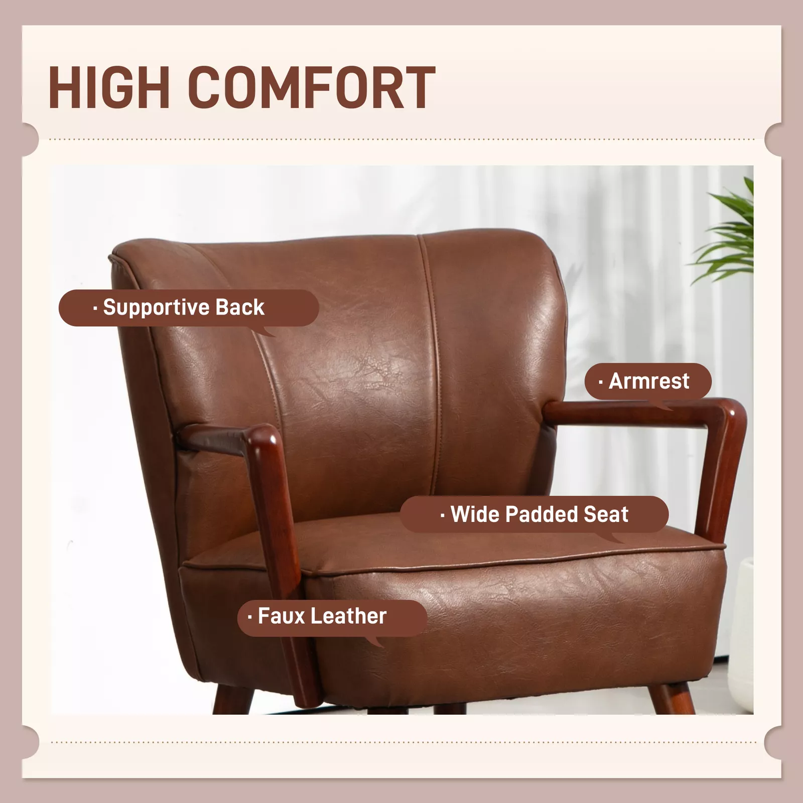 Julie Leather Accent Armchair - Image 3