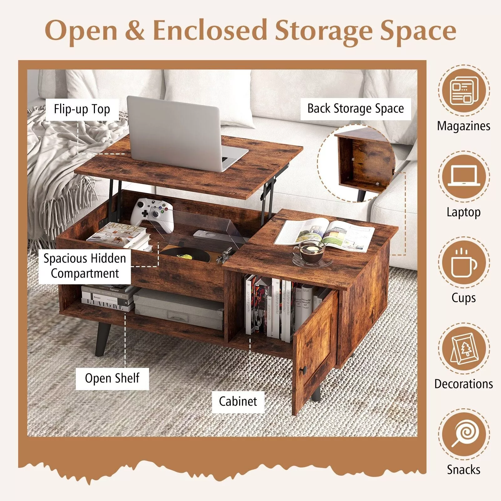 Juliet Lift Top Coffee Table With Storage - Image 4