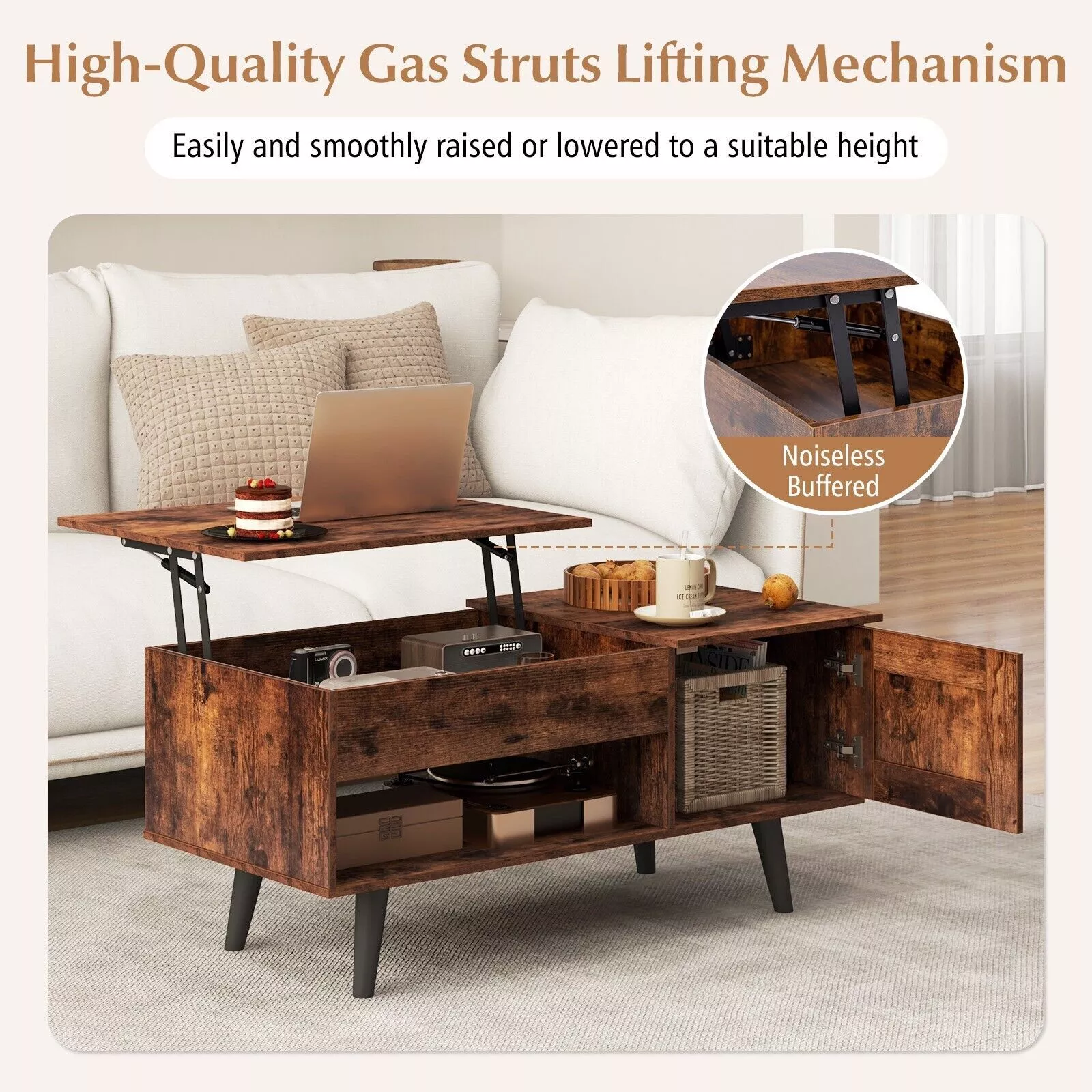 Juliet Lift Top Coffee Table With Storage - Image 6