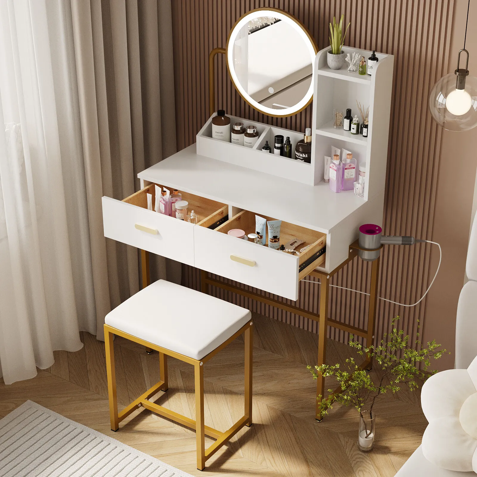 Juliet Mirrored Vanity Dressing Table With Drawer