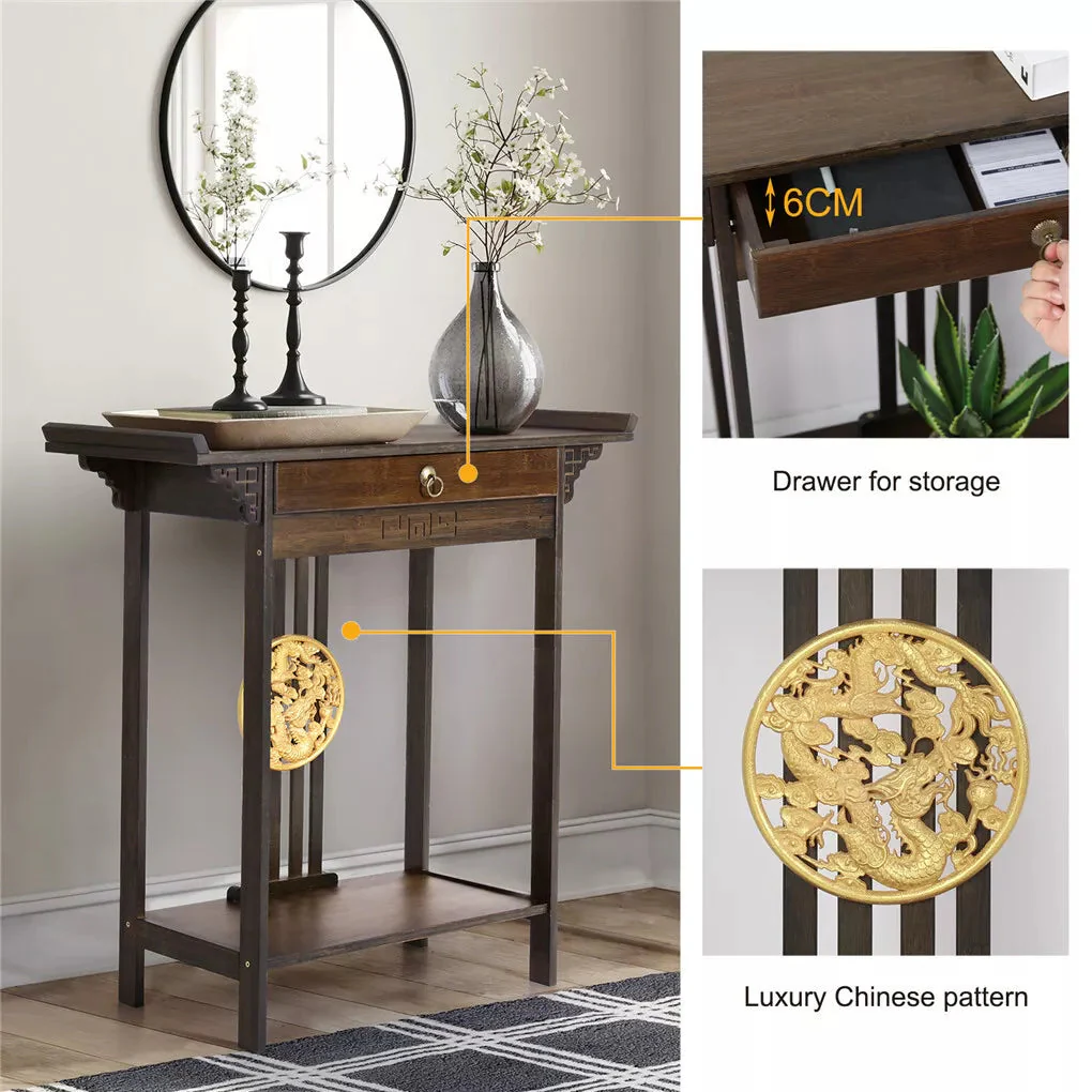 Kadie Antique Narrow Entryway Table With Storage - Image 4