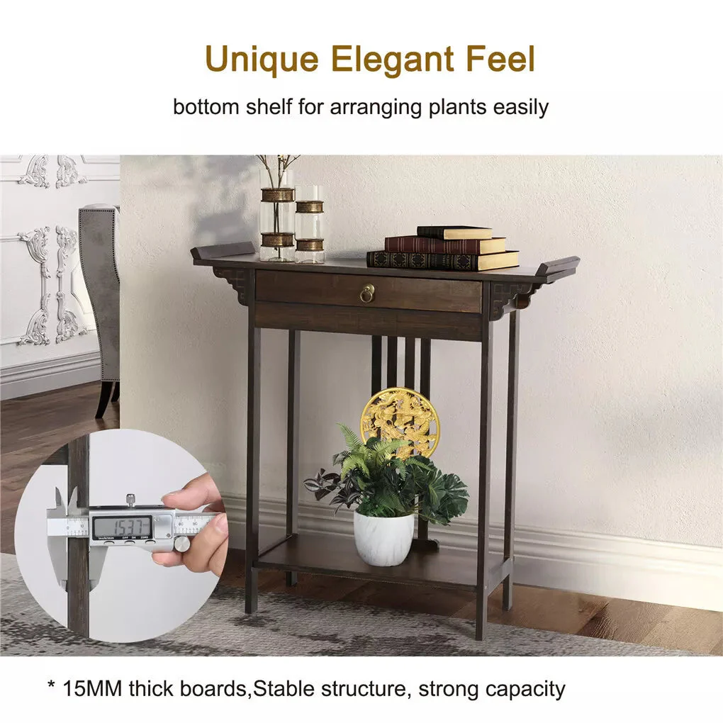 Kadie Antique Narrow Entryway Table With Storage - Image 5