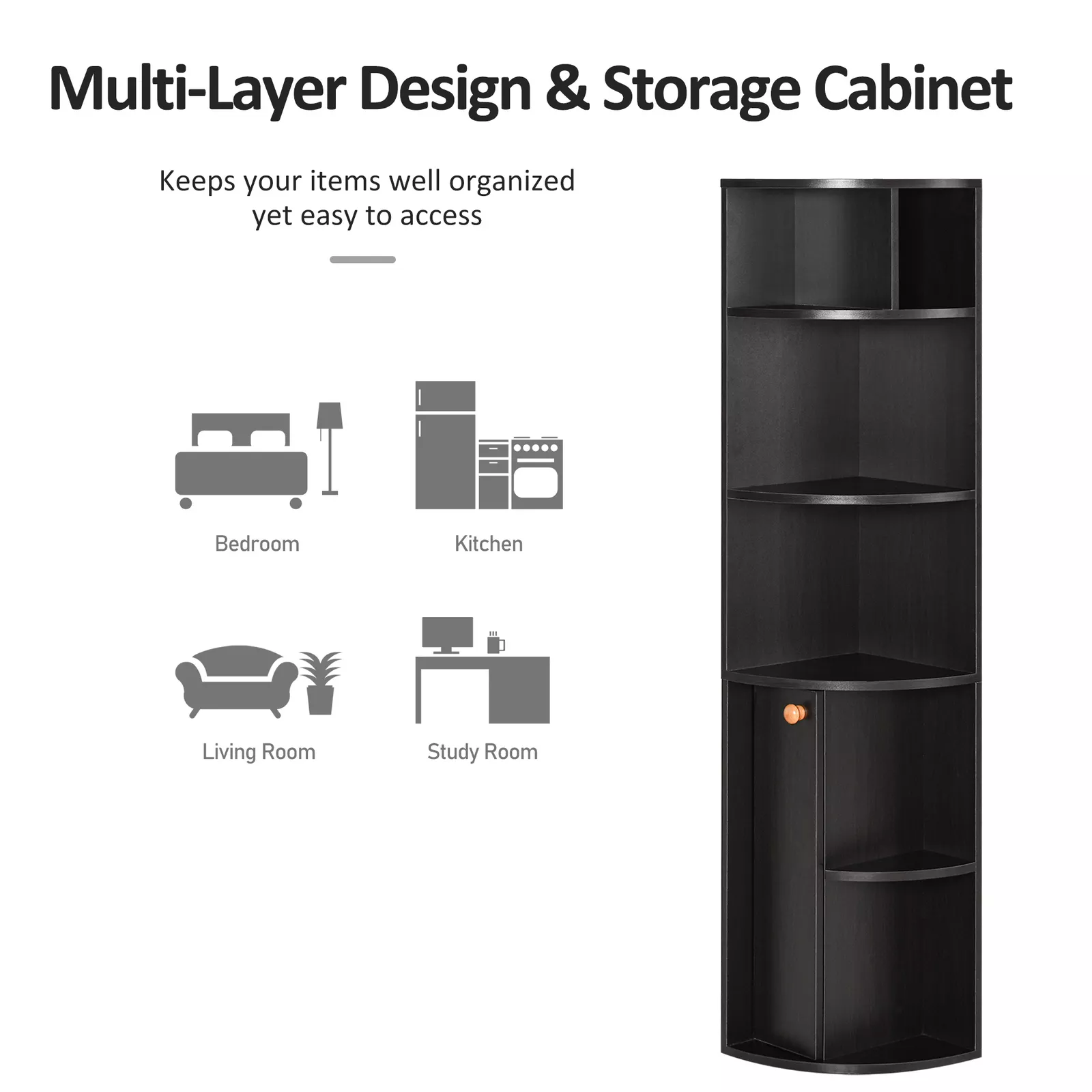 Kaiden Corner Bookcase Bookshelf - Image 3