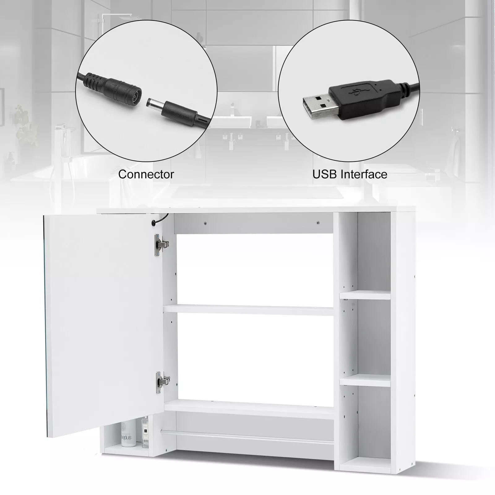 Kajus Bathroom Mirror Wall Cabinet With Light - Image 5