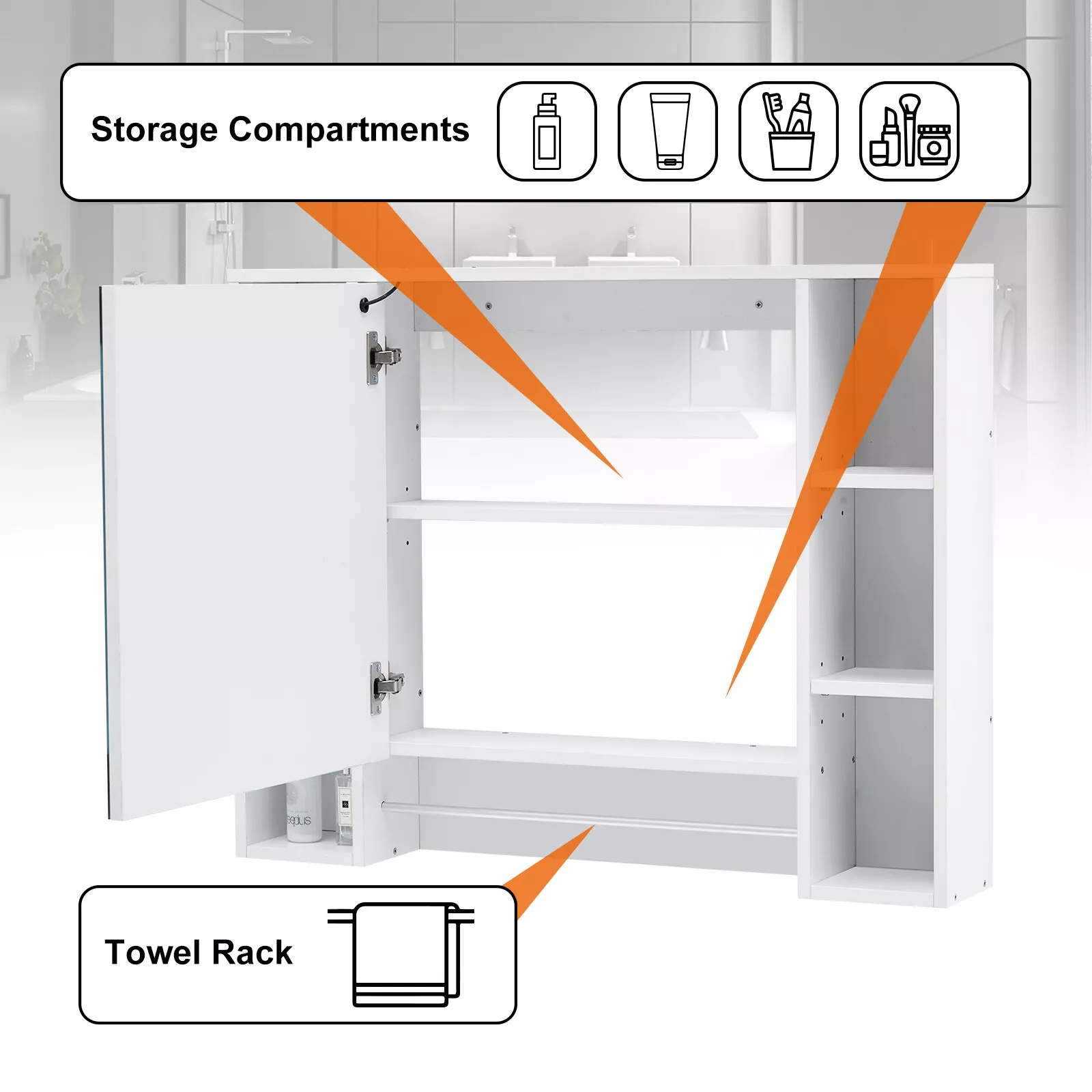 Kajus Bathroom Mirror Wall Cabinet With Light - Image 6