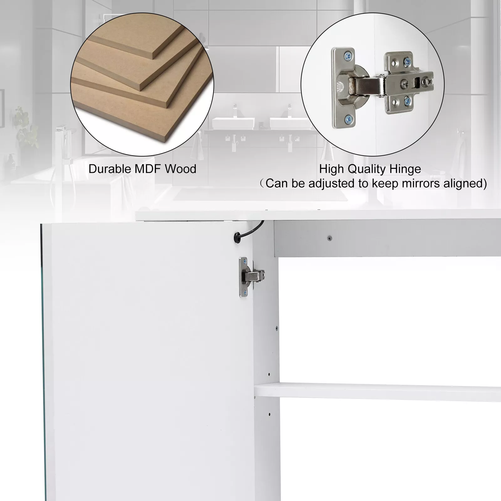 Kajus Bathroom Mirror Wall Cabinet With Light - Image 8