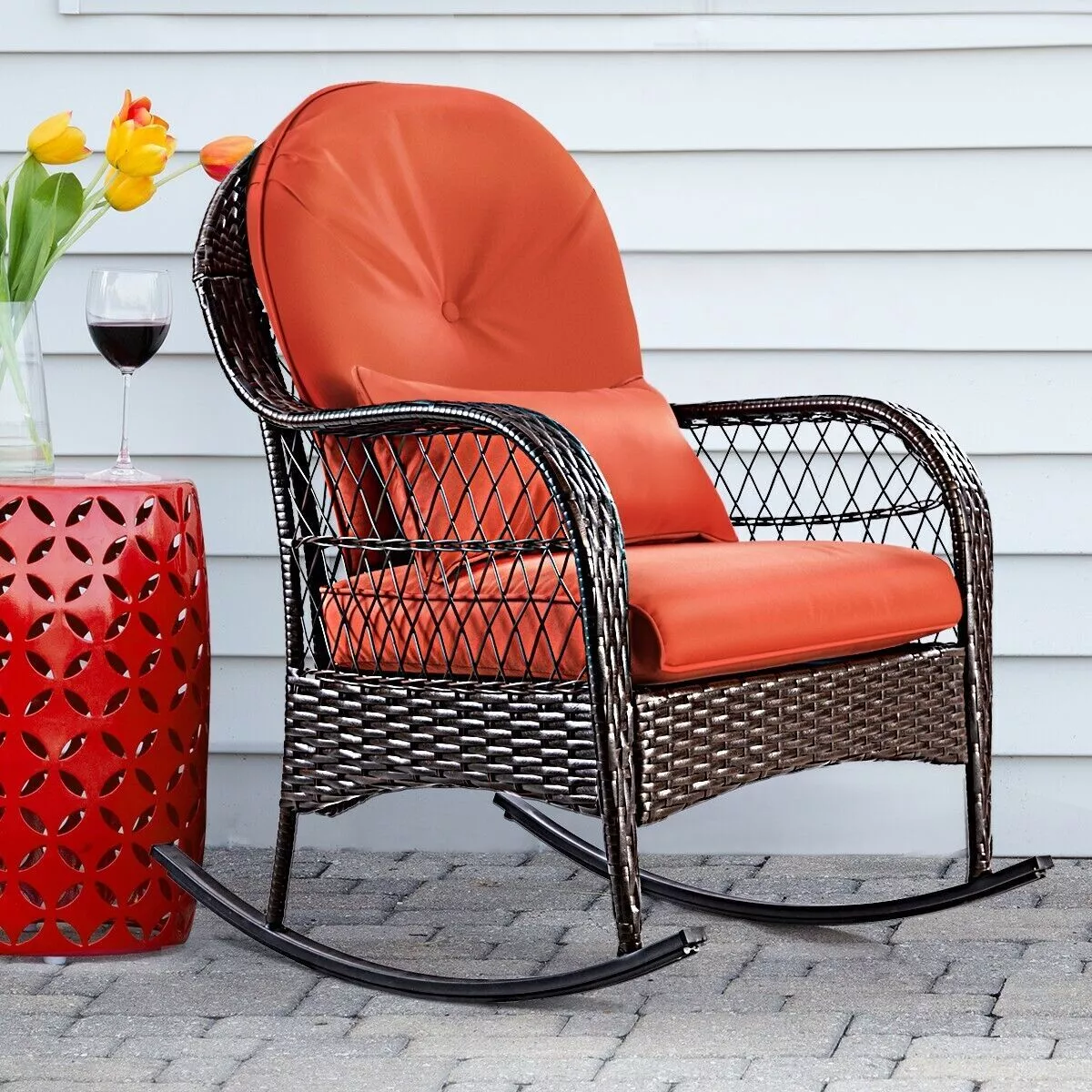 Karim Rattan Garden Rocking Chair