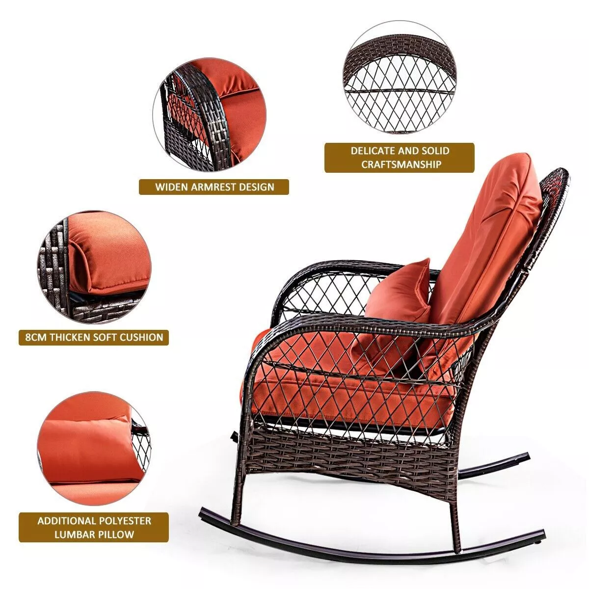 Karim Rattan Garden Rocking Chair - Image 4