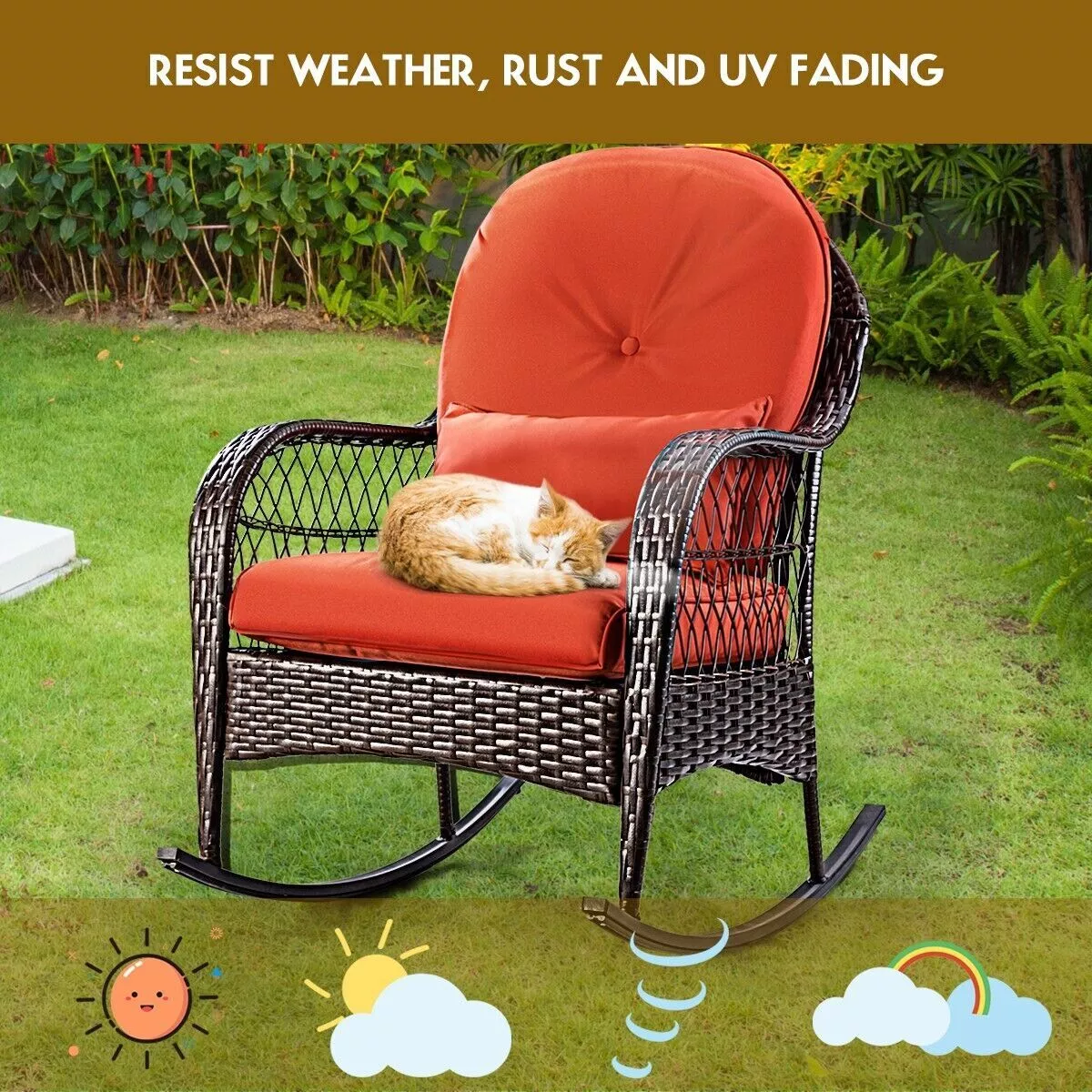 Karim Rattan Garden Rocking Chair - Image 5