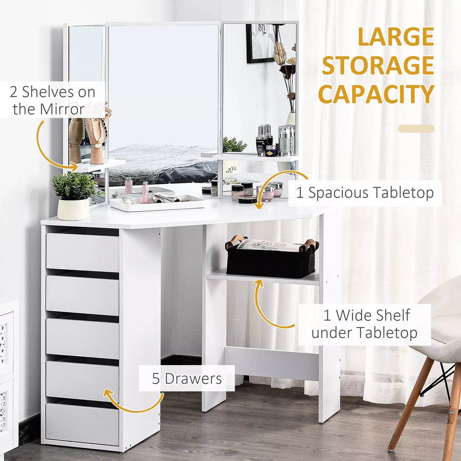 Kasey Corner Vanity Dressing Table - Image 3