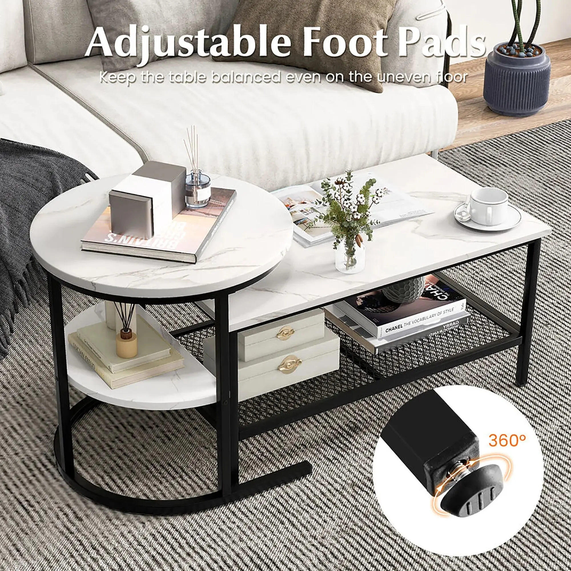 Kaya Marble Nesting Coffee Table With Storage - Image 4