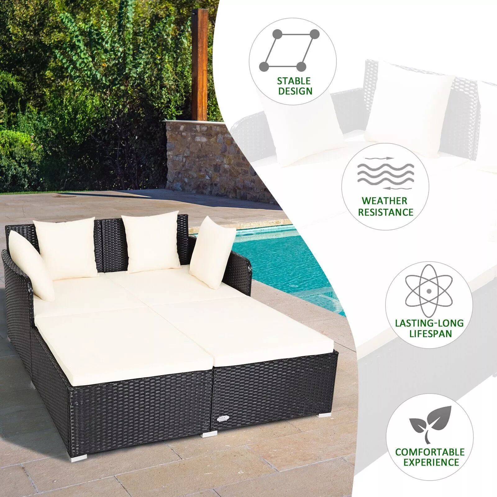 Keith Rattan Outdoor Garden Day Bed - Image 4