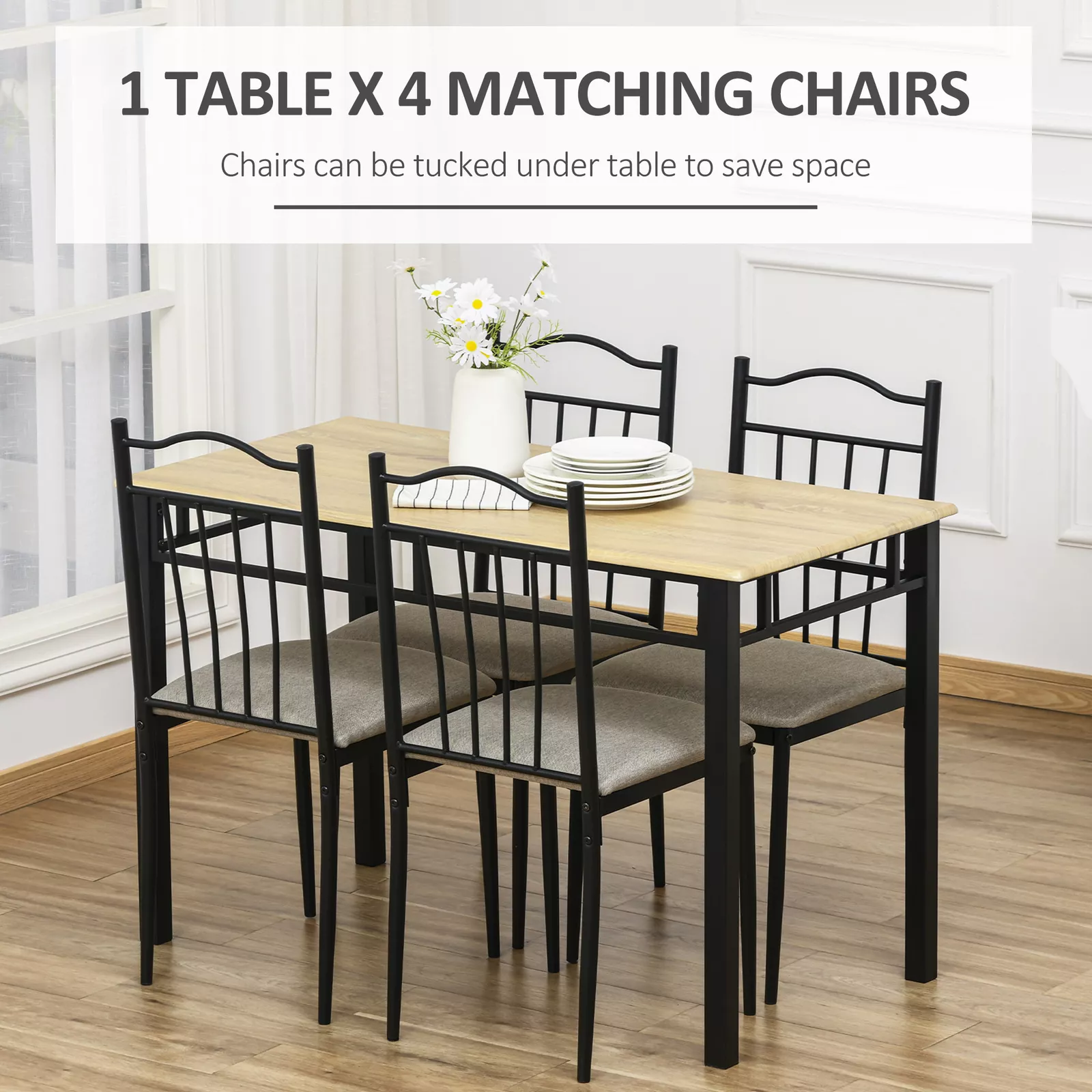 Kent Kitchen Dining Table Set For 4 - Image 3