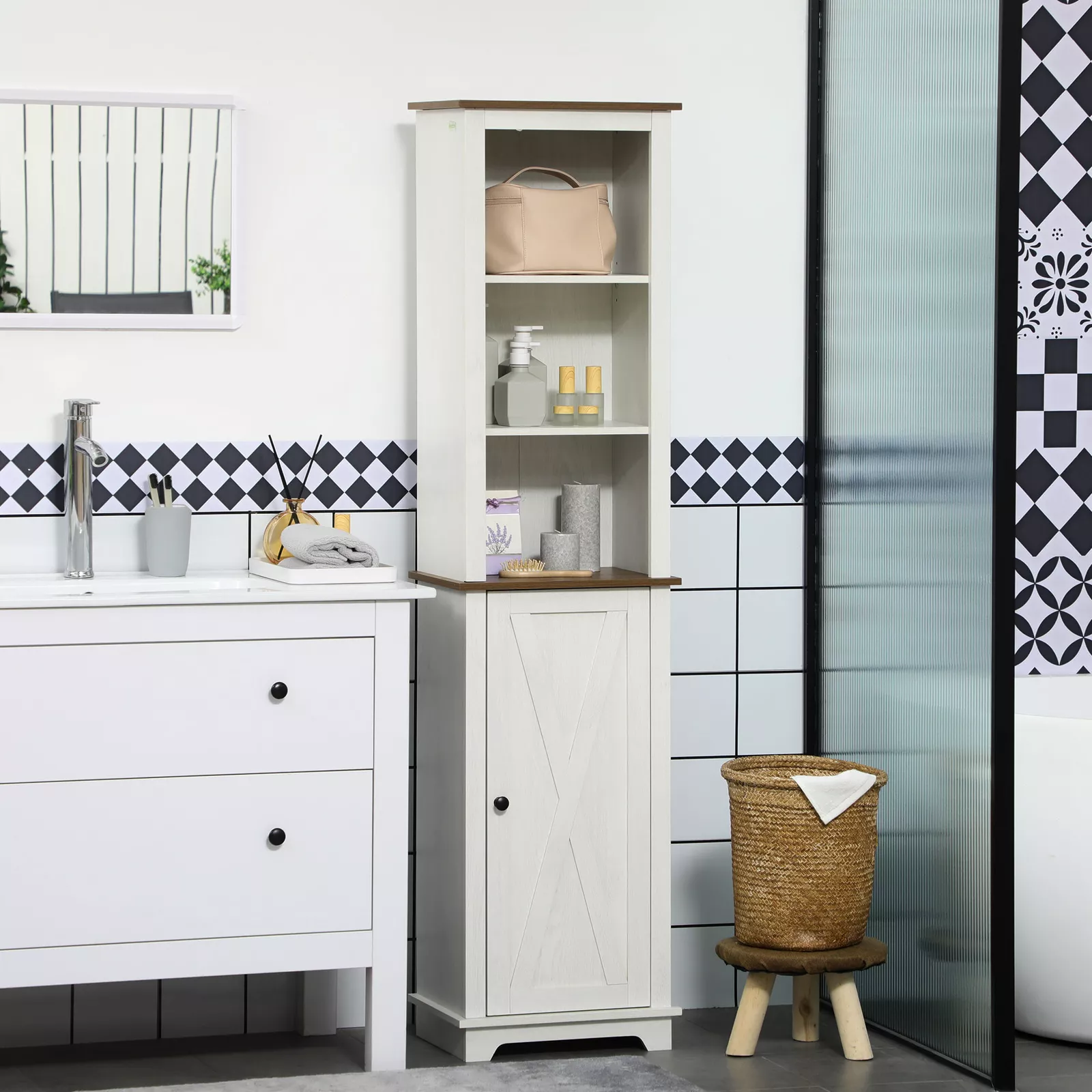 Kirsty Tall Linen Closet Cabinet