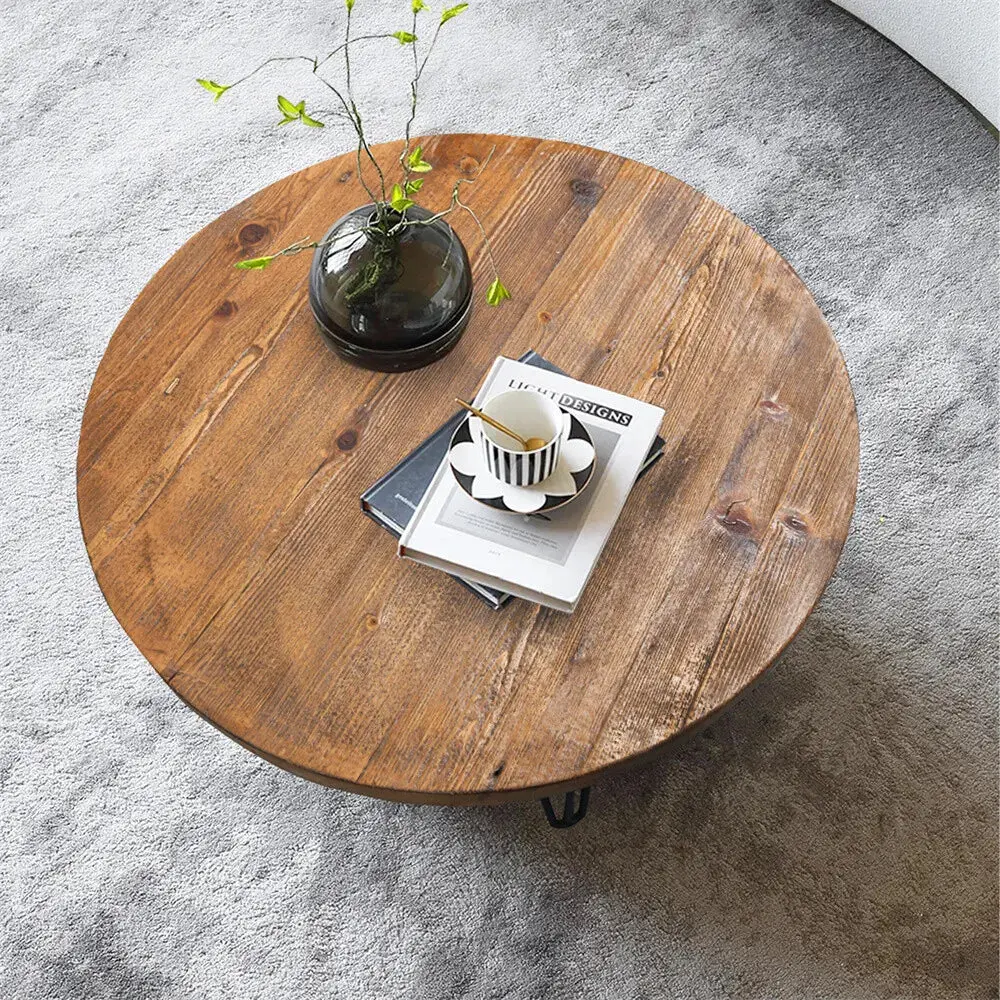 Kobi Rustic Round Farmhouse Coffee Table - Image 4