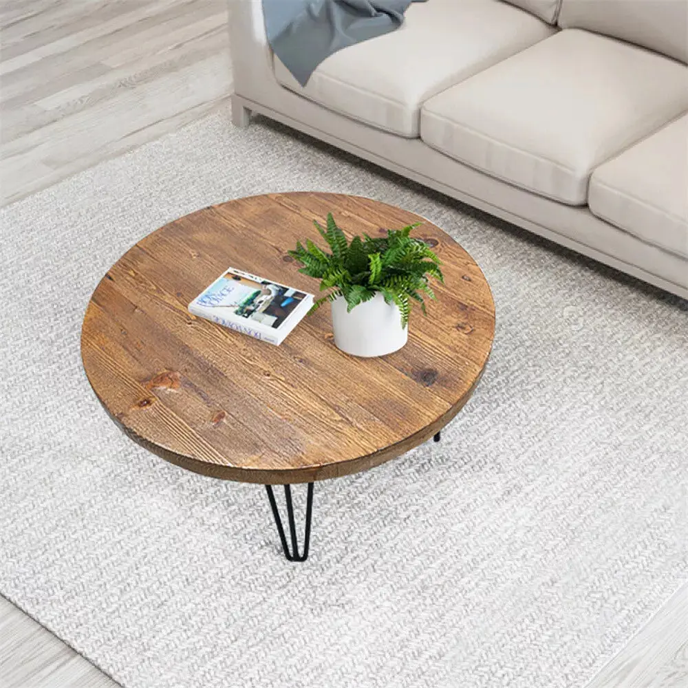 Kobi Rustic Round Farmhouse Coffee Table - Image 5