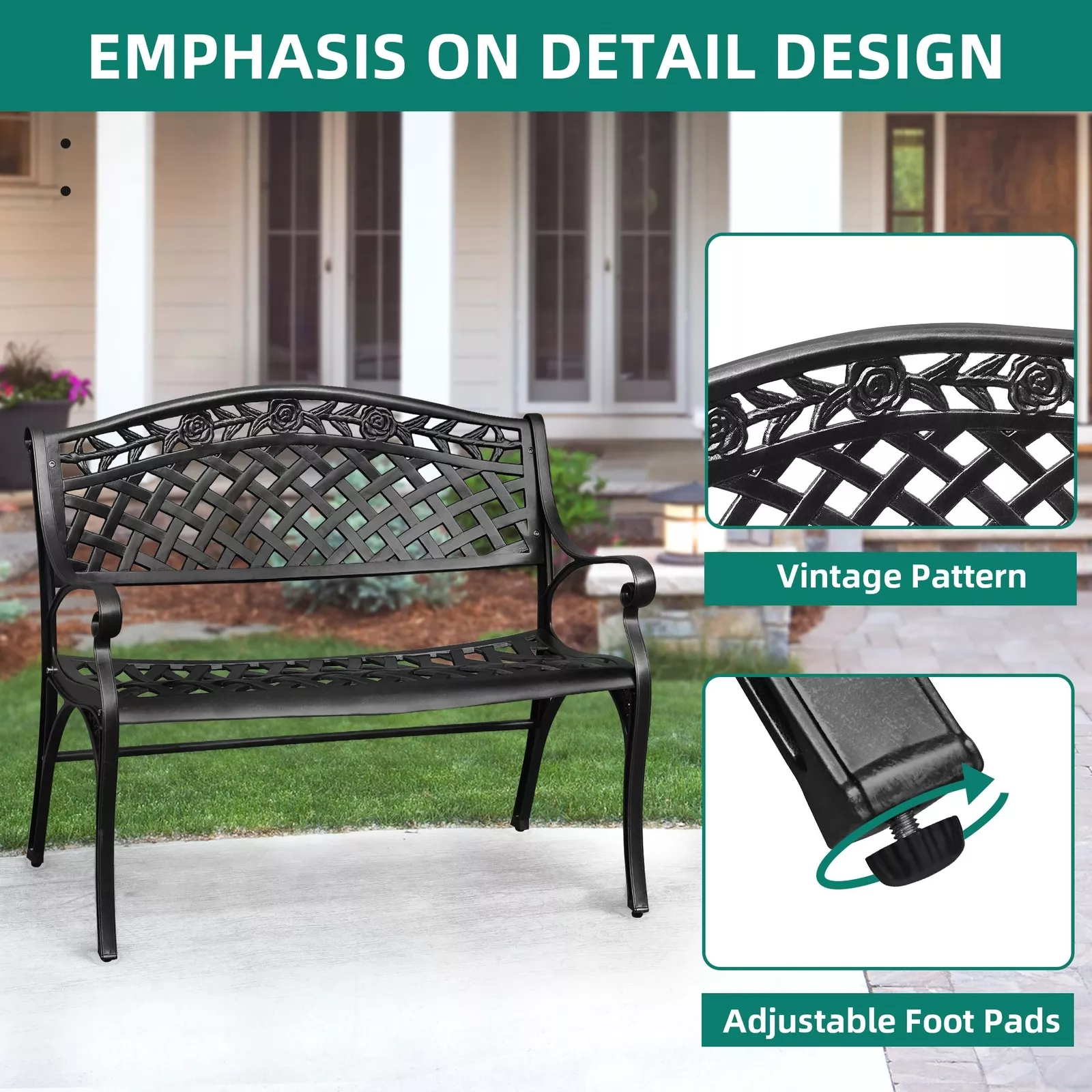 Kurt Outdoor Metal Garden Bench - Image 6