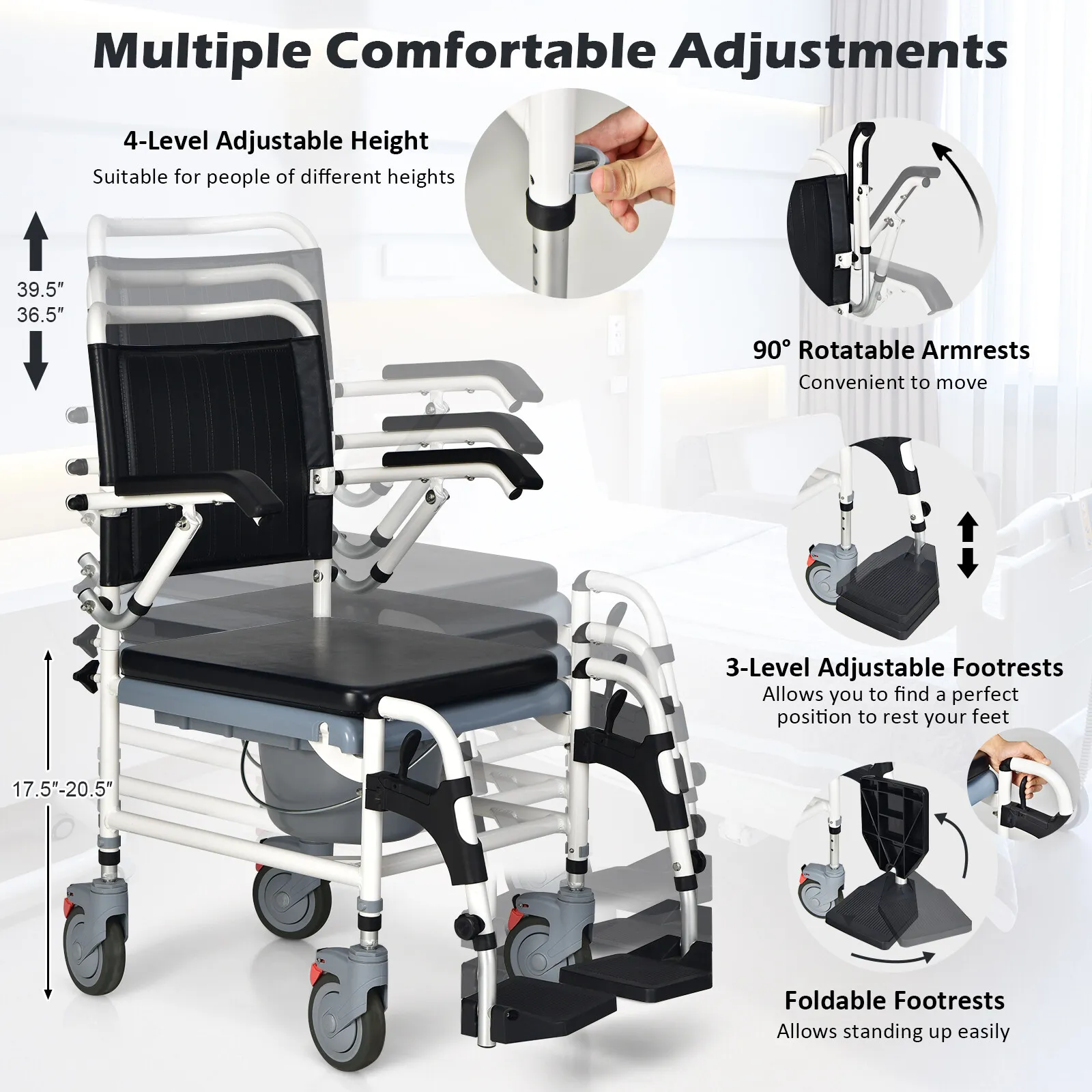 Laila Elderly Shower Wheelchair - Image 4