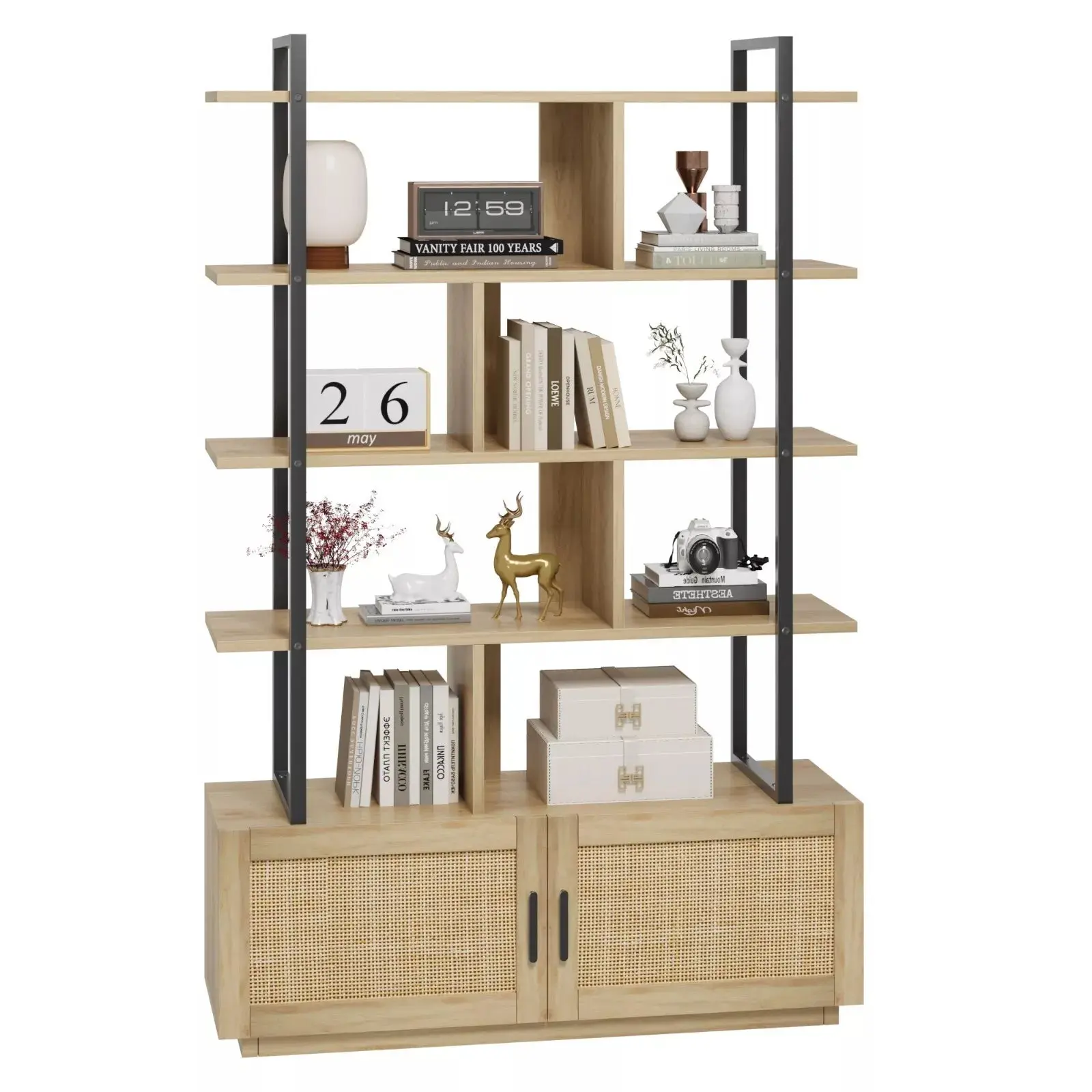 Lam Tall Rattan Bookcase Bookshelf - Image 3