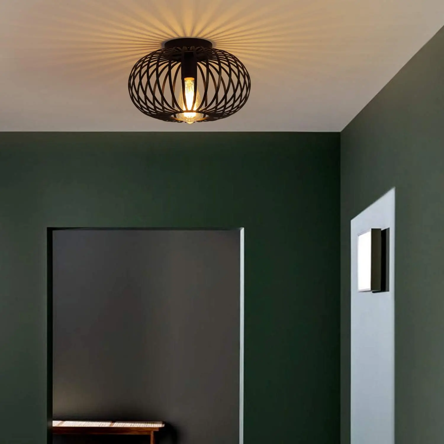 Lantern Cage Flush Mount Ceiling Light