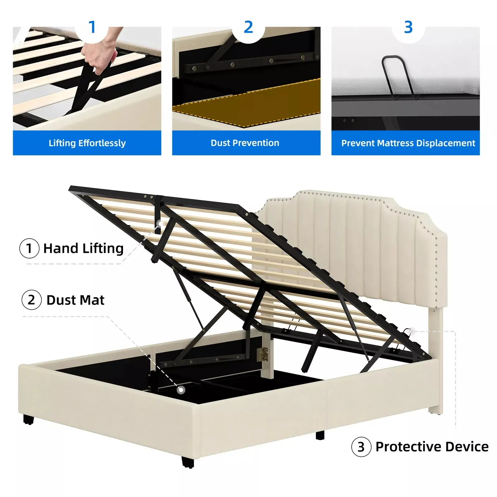 Lara Plateform Bed Frame With Storage - Image 5