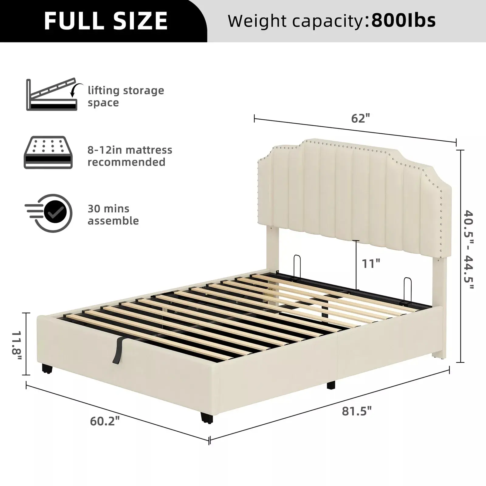 Lara Plateform Bed Frame With Storage - Image 7