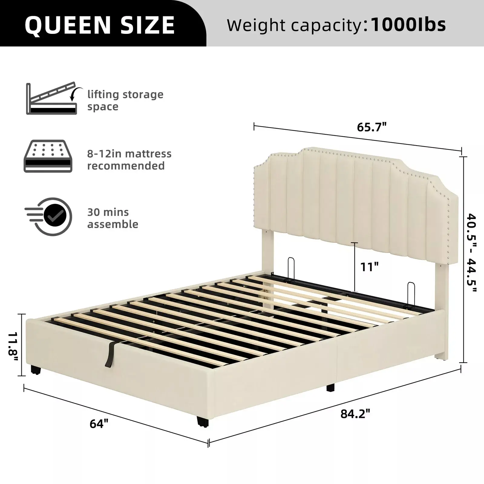 Lara Plateform Bed Frame With Storage - Image 8