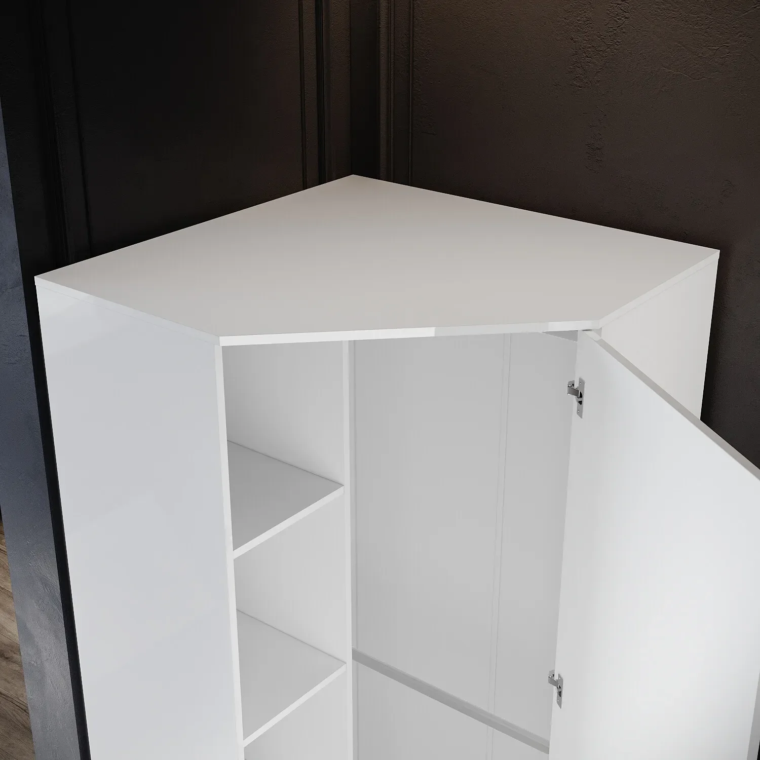 Leah Bedroom Corner Mirrored Wardrobe - Image 4