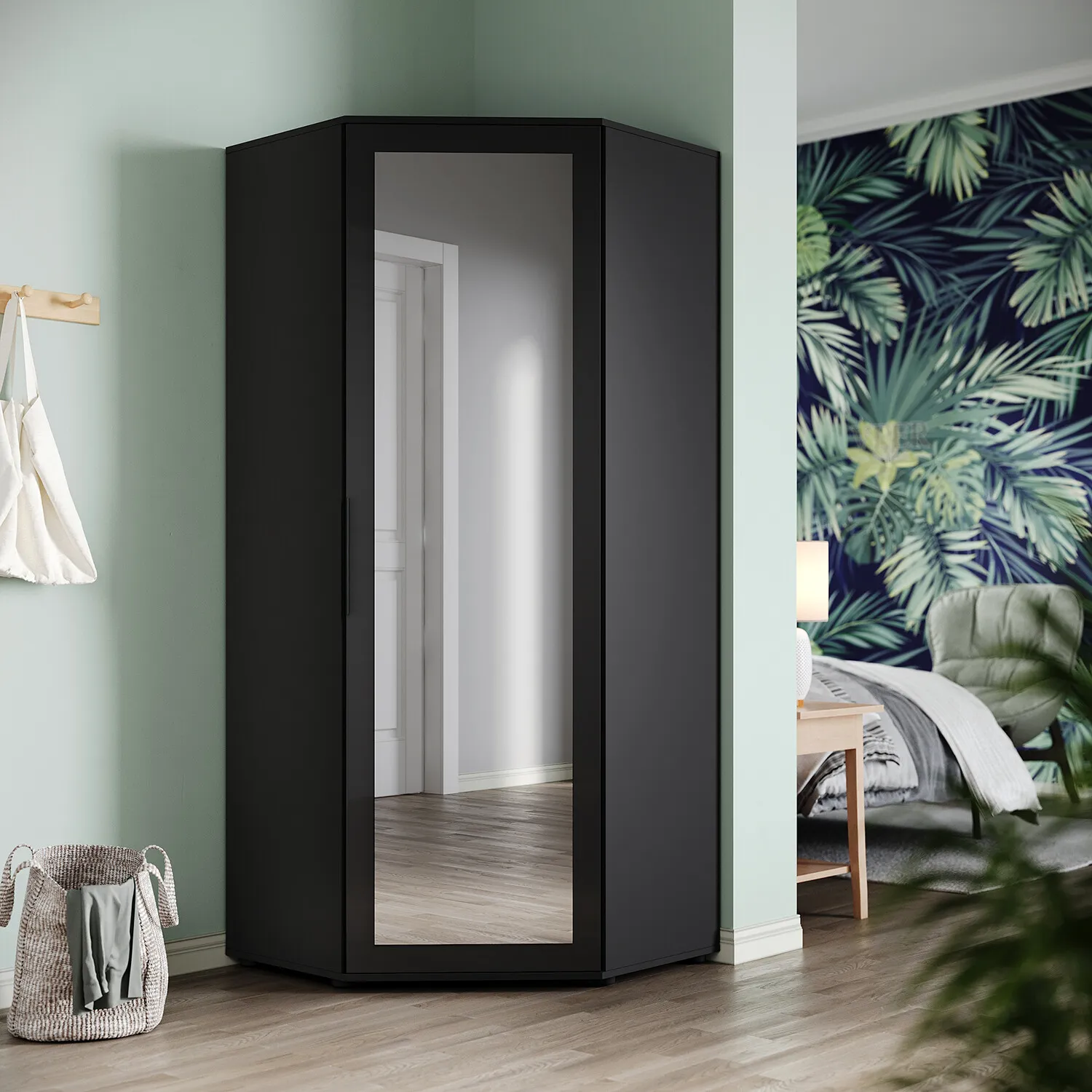 Leah Bedroom Corner Mirrored Wardrobe - Image 8