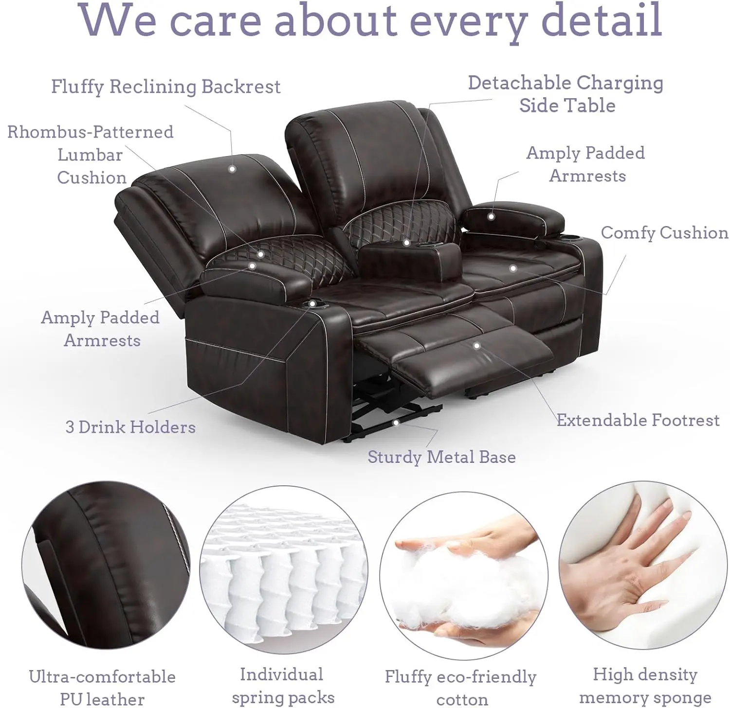 Leather 2 Seater Recliner Sofa Couch - Image 2