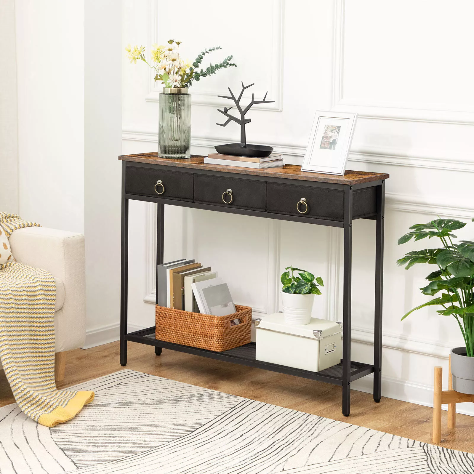 Leila Narrow Hallway Console Table With Drawers