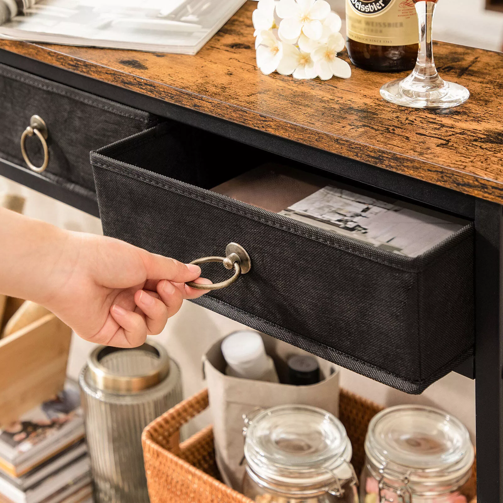 Leila Narrow Hallway Console Table With Drawers - Image 4