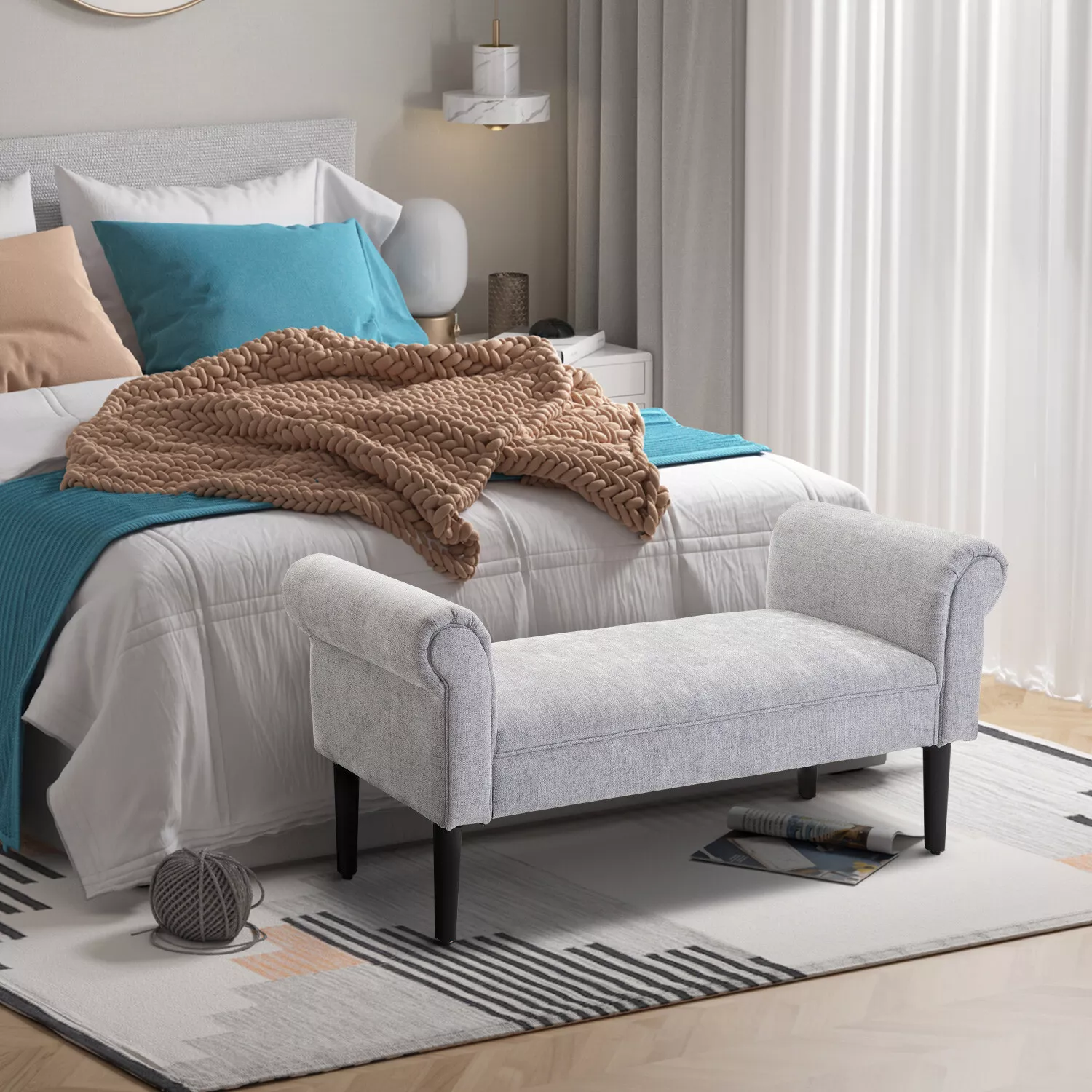 Leslie Linen Bedroom Storage Ottoman Bench