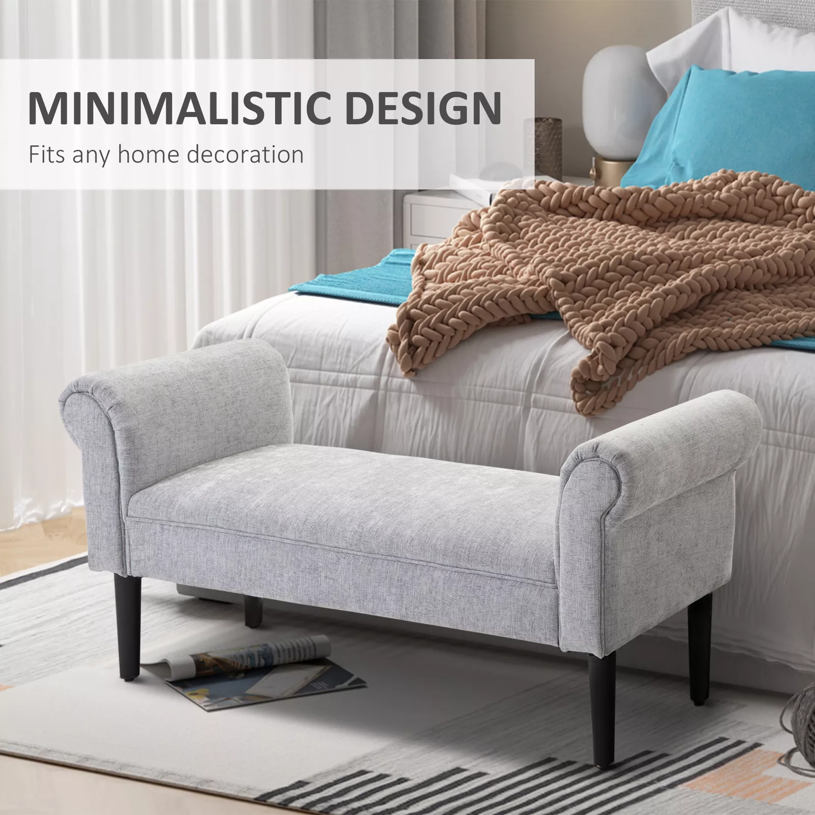 Leslie Linen Bedroom Storage Ottoman Bench - Image 3