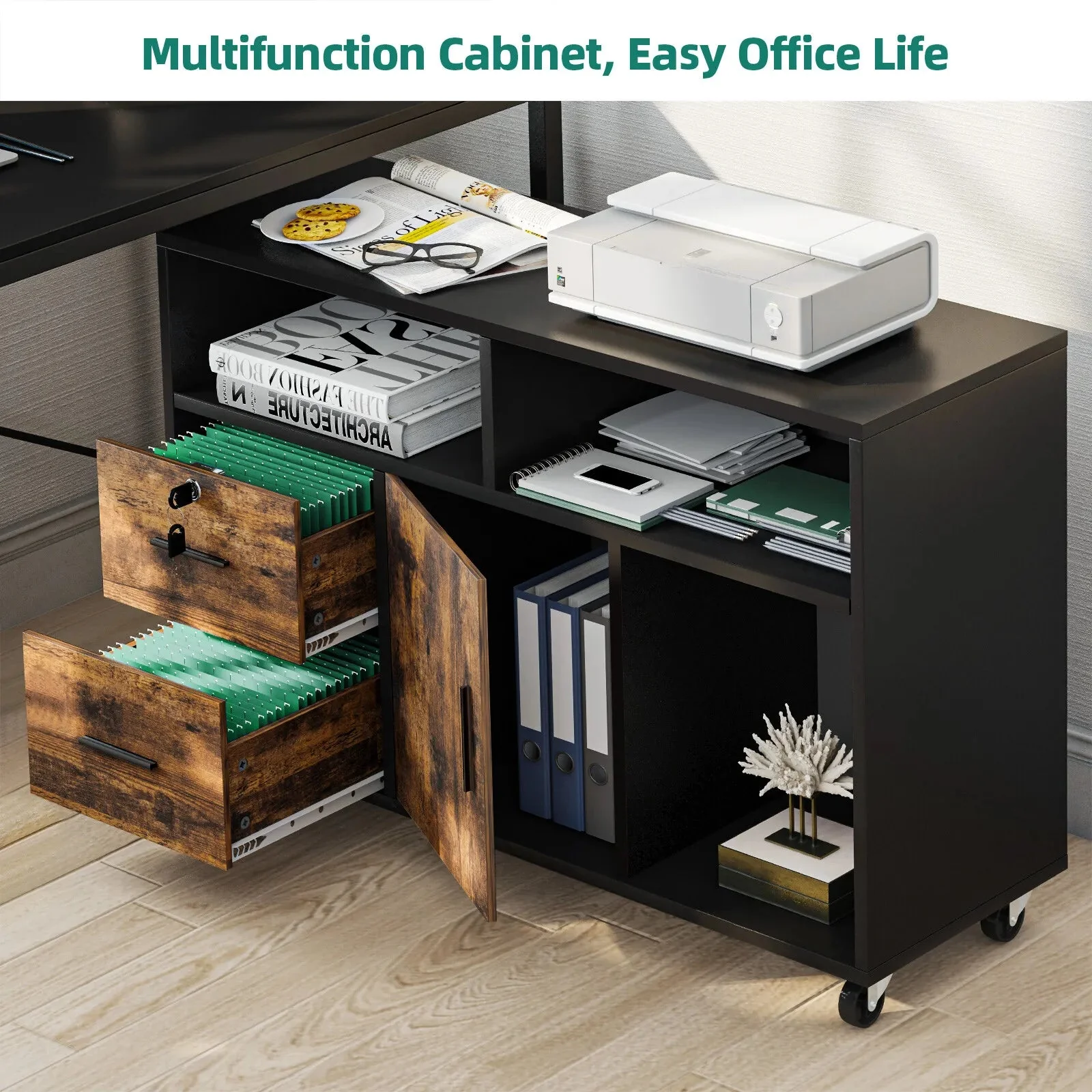 Lily 2 Drawers Lateral Filing Cabinet With Lock - Image 4