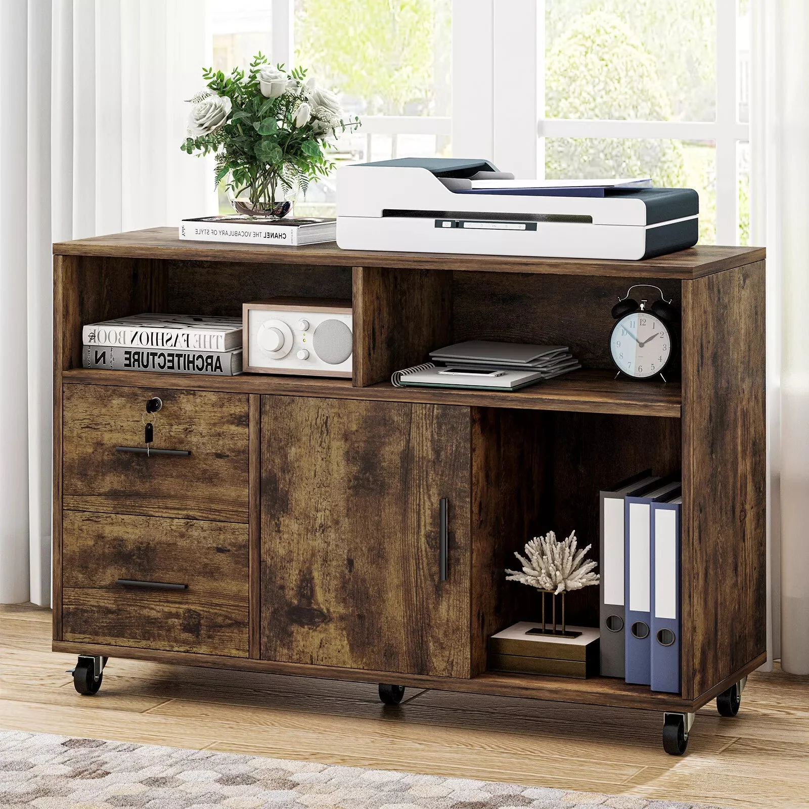 Lily 2 Drawers Lateral Filing Cabinet With Lock - Image 7