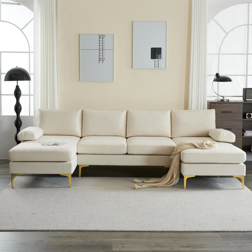 Linen U Shaped Sectional Couch - Image 2